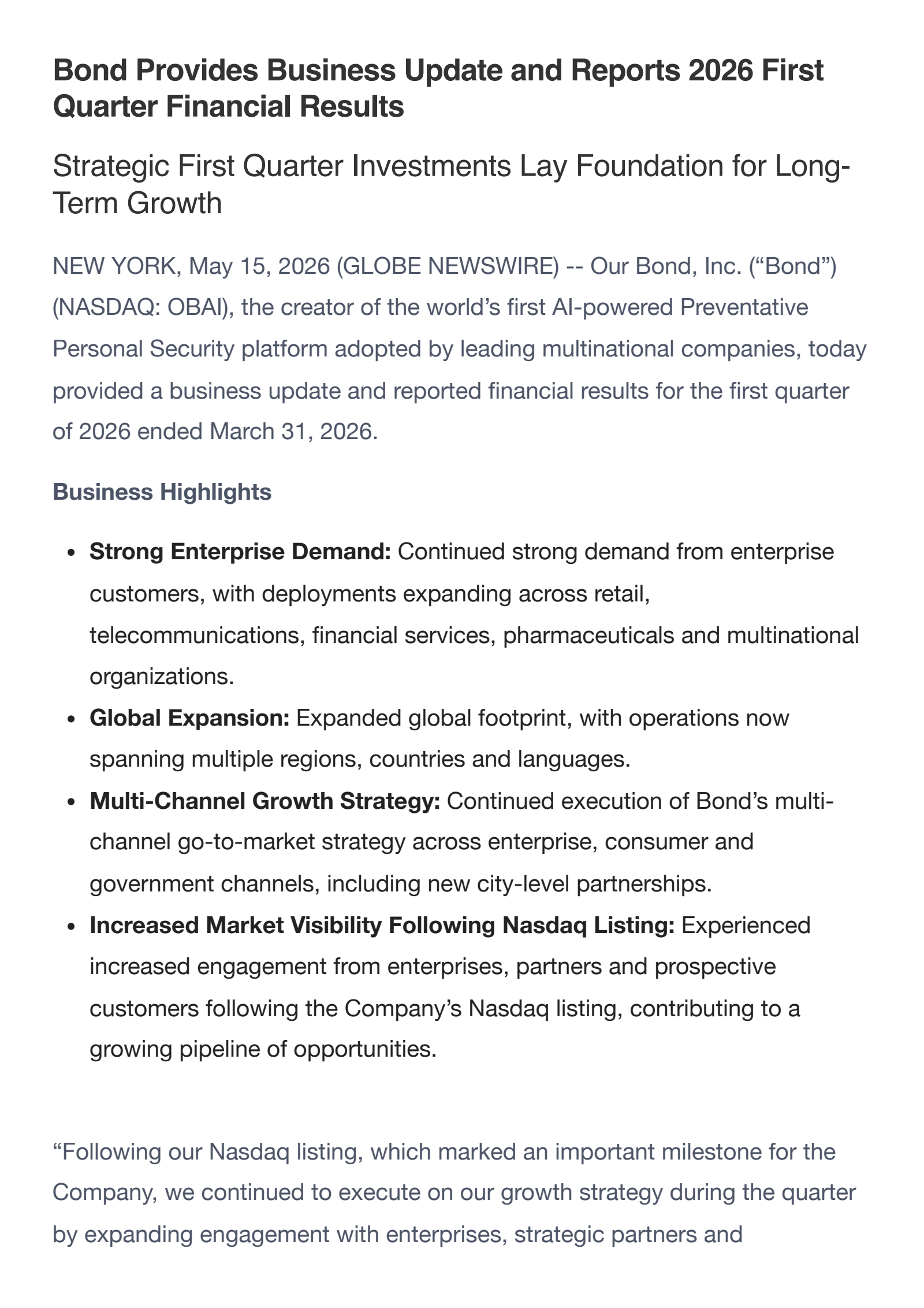 TG-17's Q1 2026 Press Release