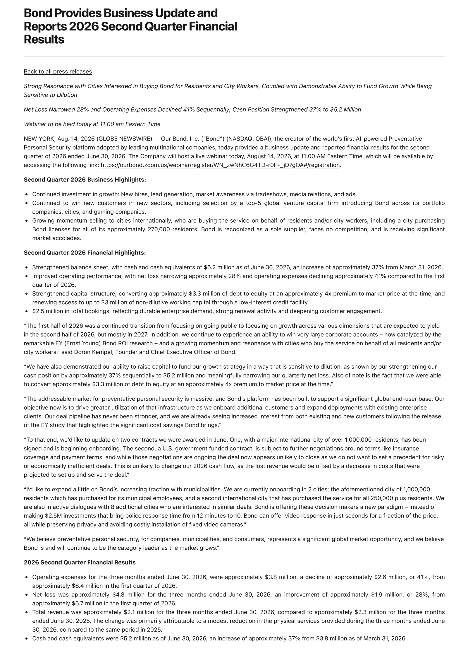 TG-17's Q2 2026 Press Release