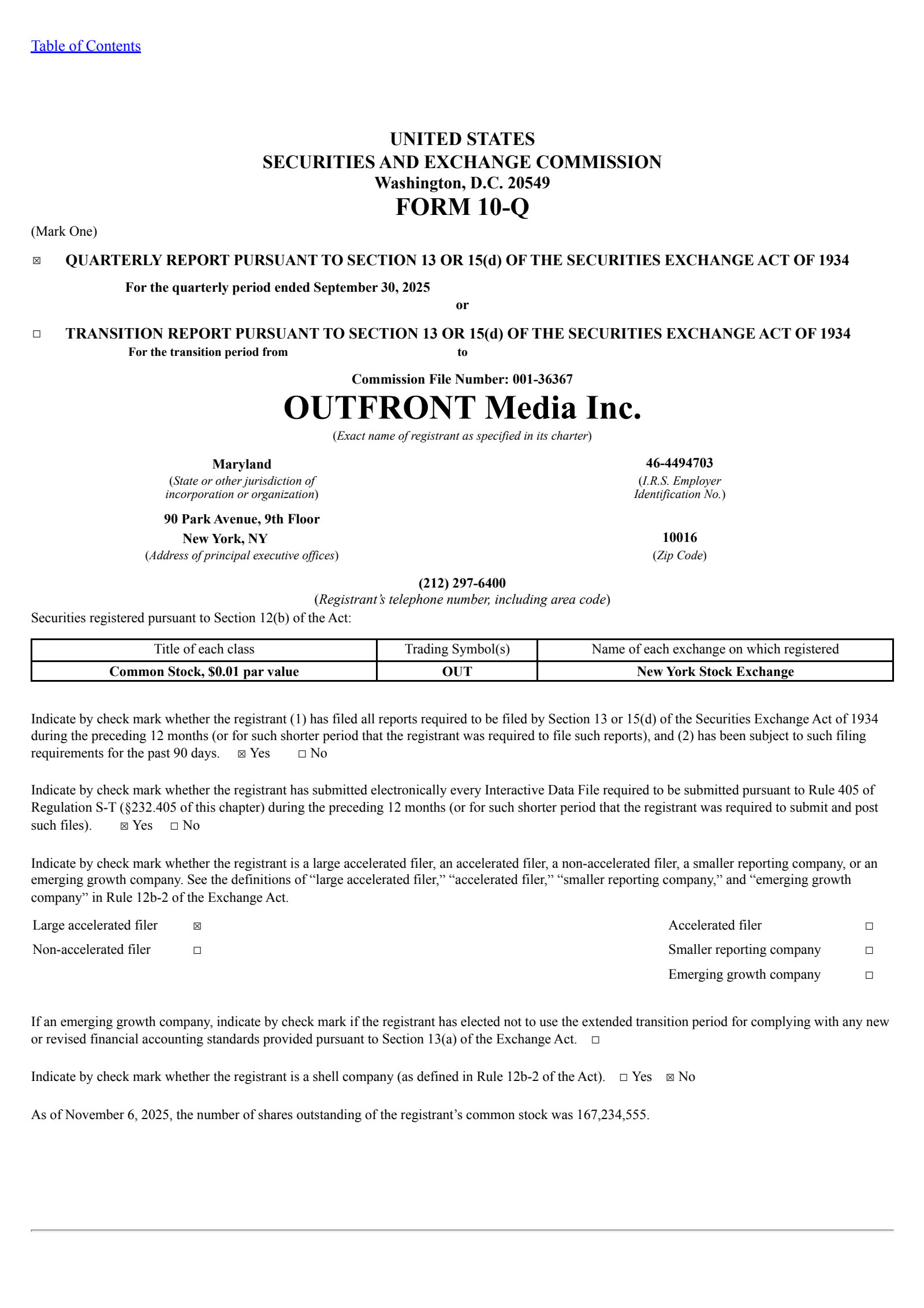 OUTFRONT Media's Q3 2025 Quarterly Report