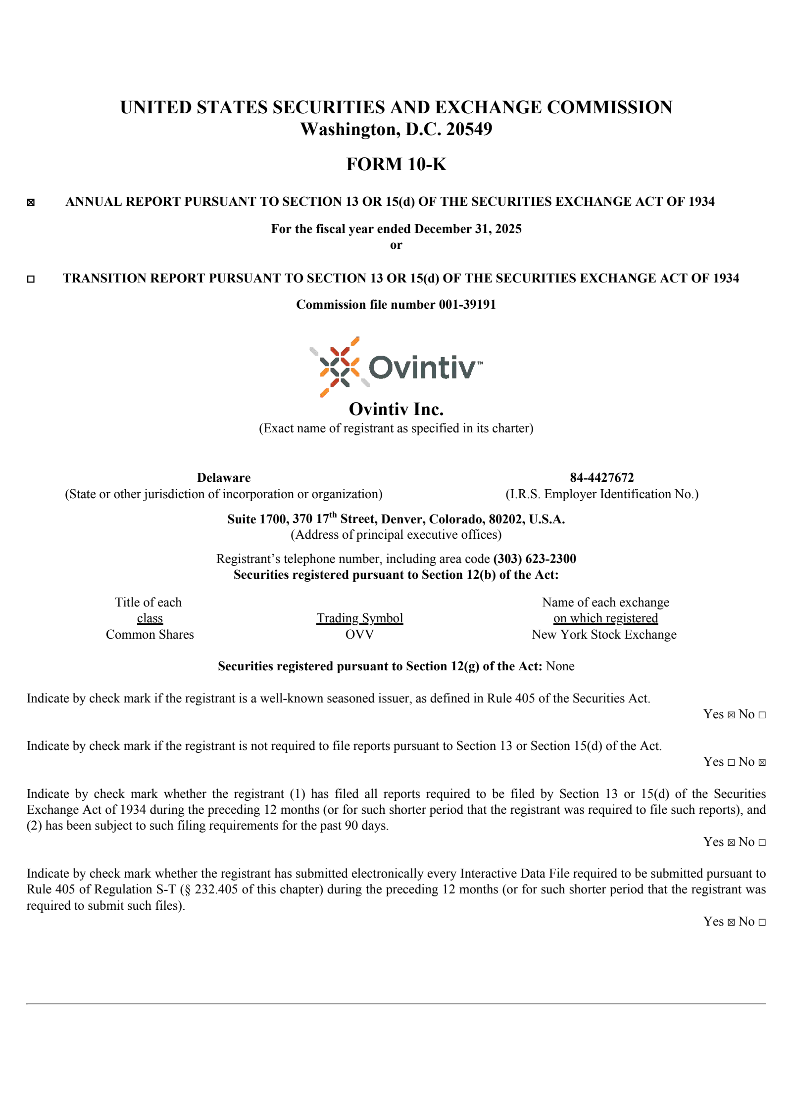 Ovintiv's Q4 2025 Annual report