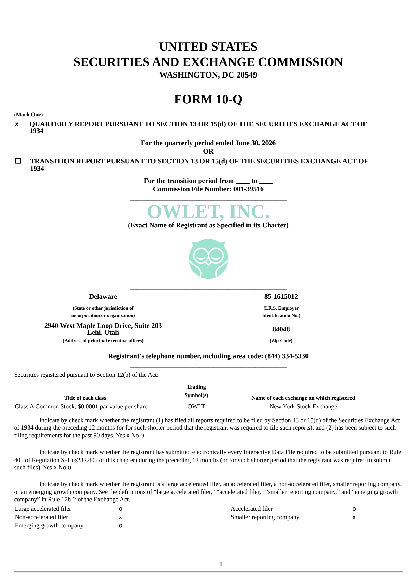 Owlet's Q2 2026 Quarterly report