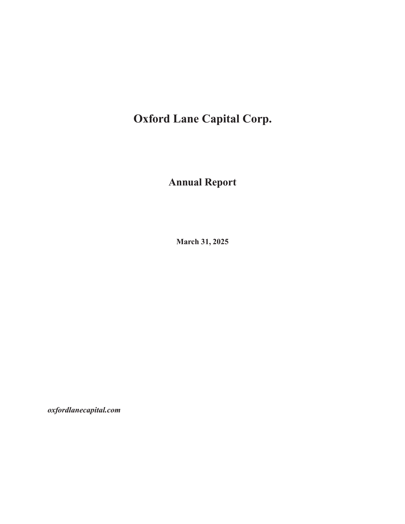 Oxford Lane Capital's Q4 2025 Annual report