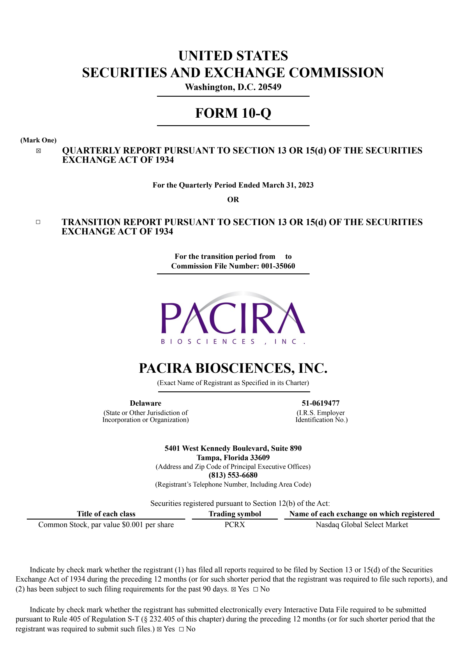 Pacira BioSciences' Q1 2023 Quarterly report
