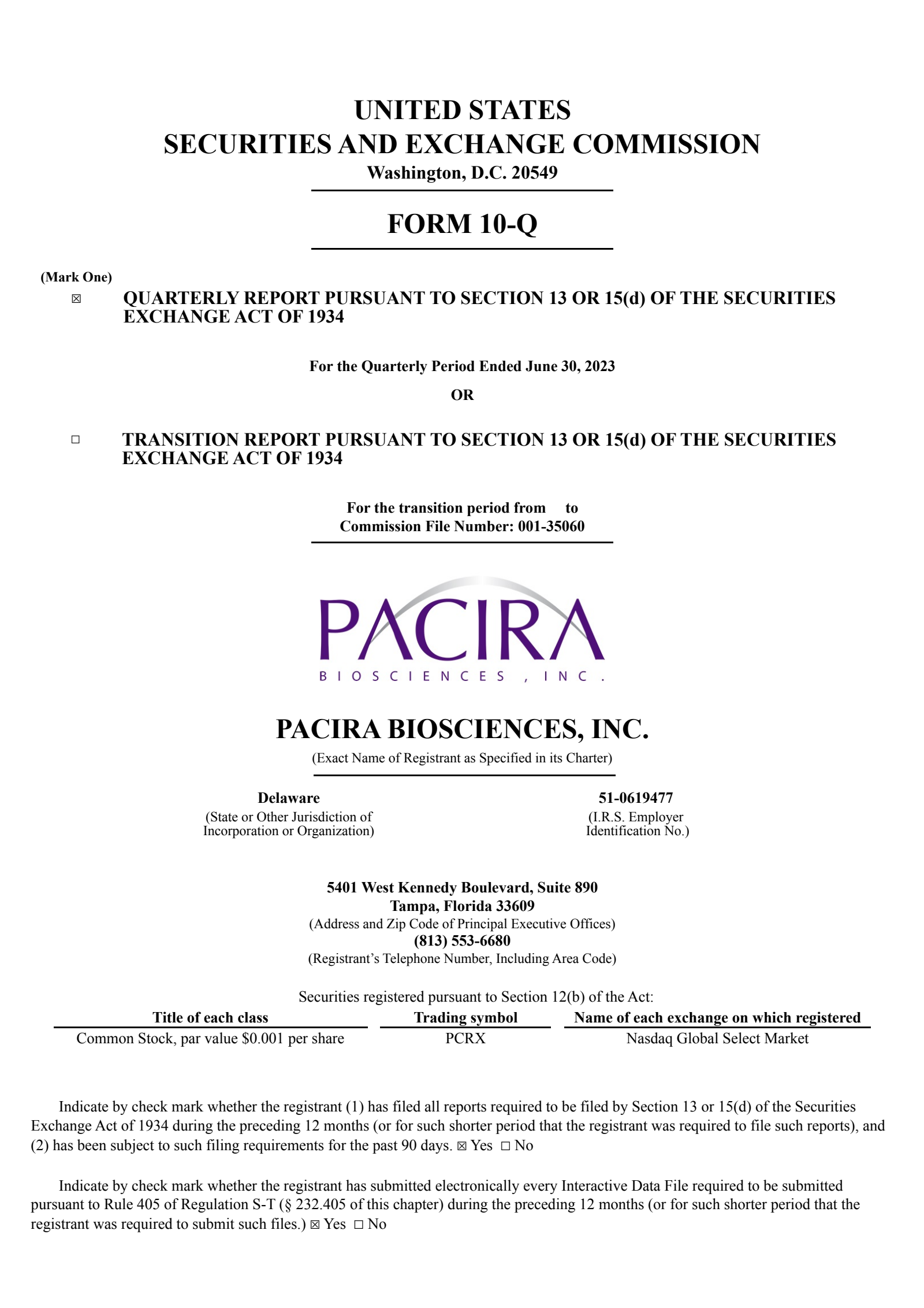 Pacira BioSciences' Q2 2023 Quarterly report