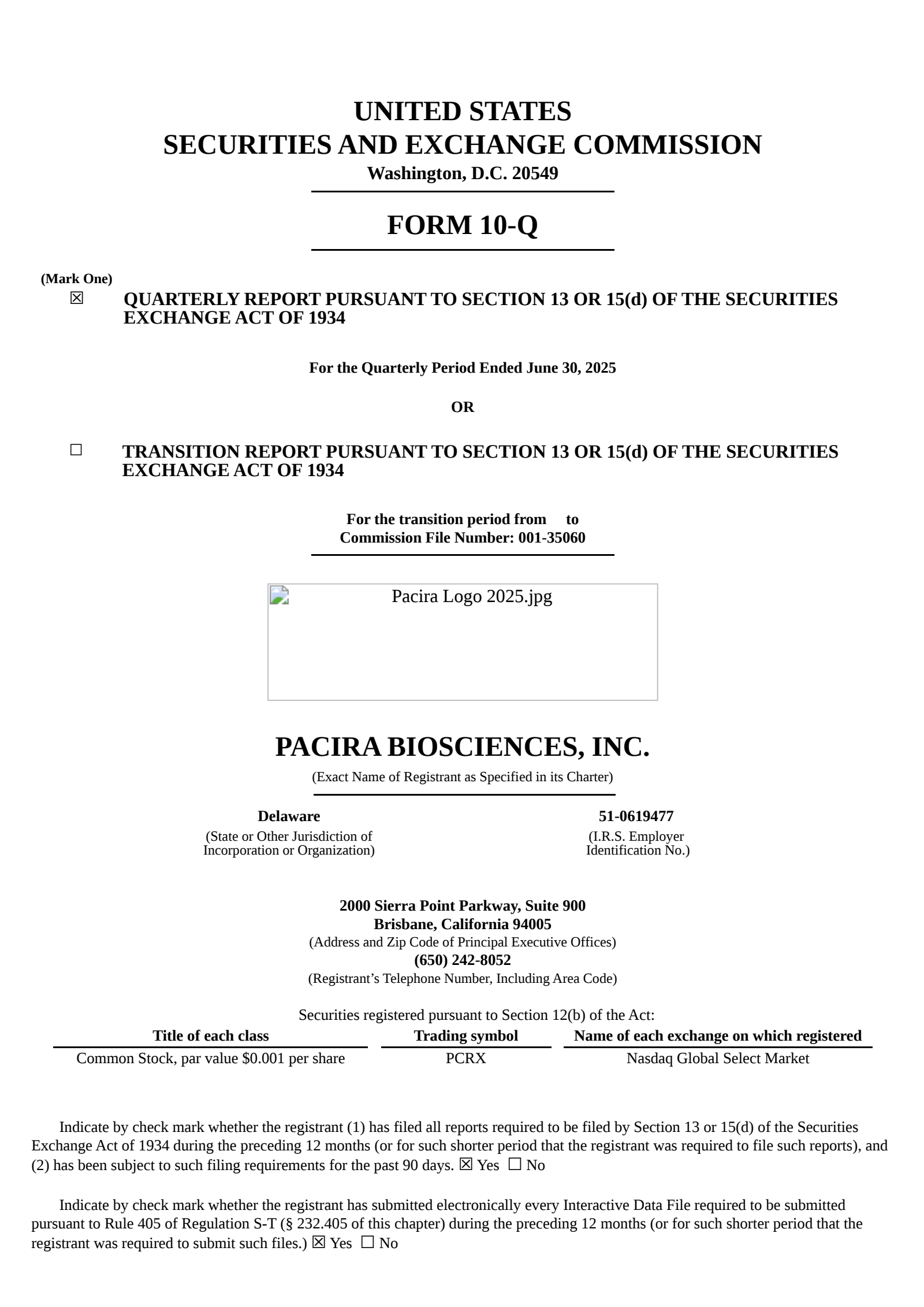 Pacira BioSciences' Q2 2025 Quarterly report