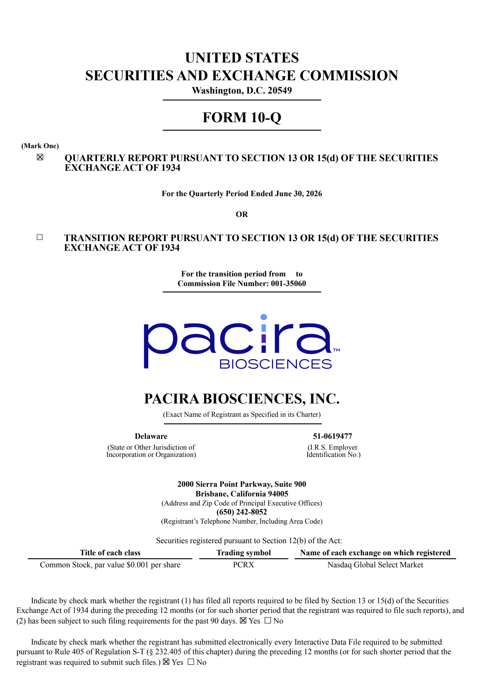 Pacira BioSciences' Q2 2026 Quarterly report