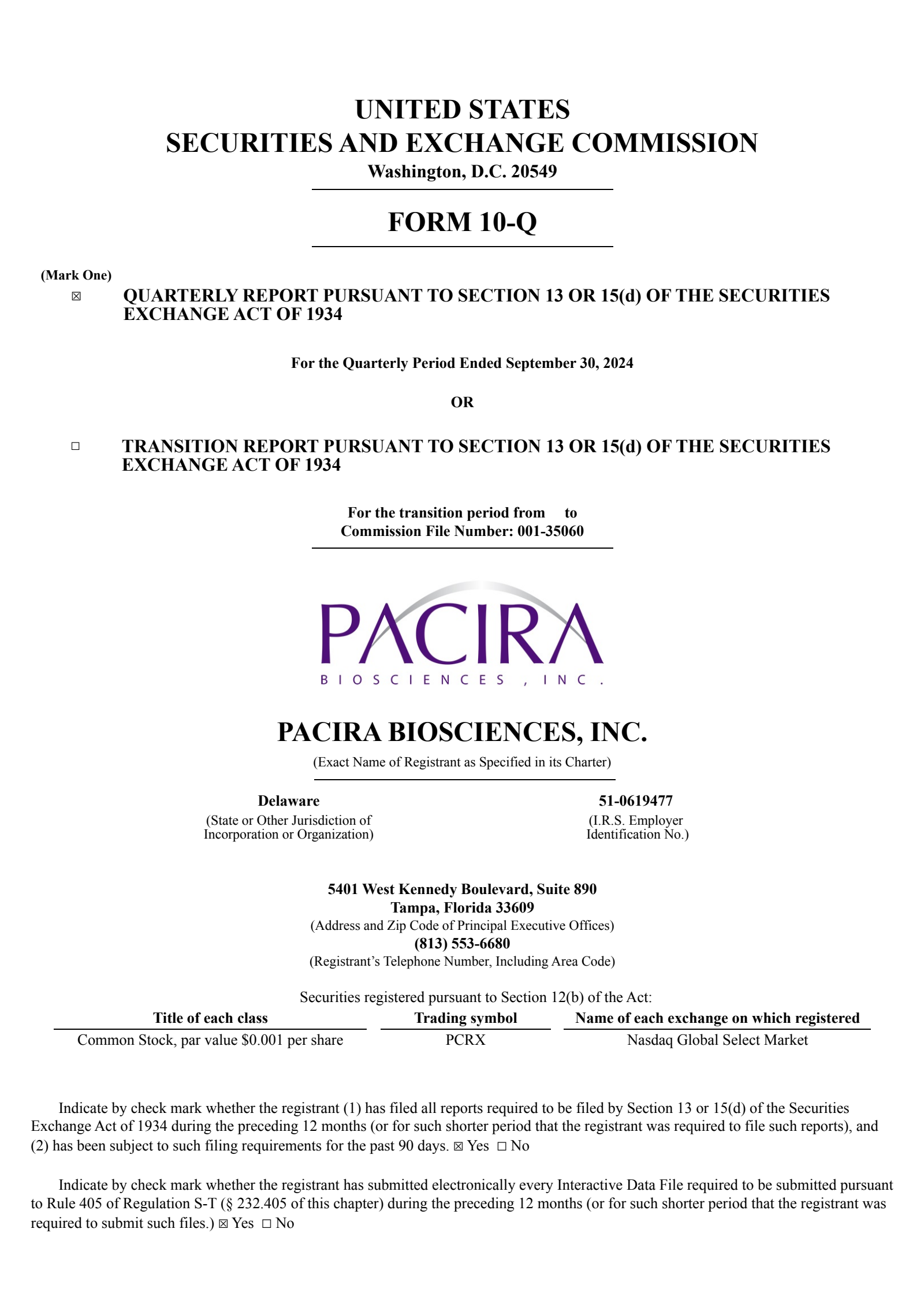 Pacira BioSciences' Q3 2024 Quarterly report