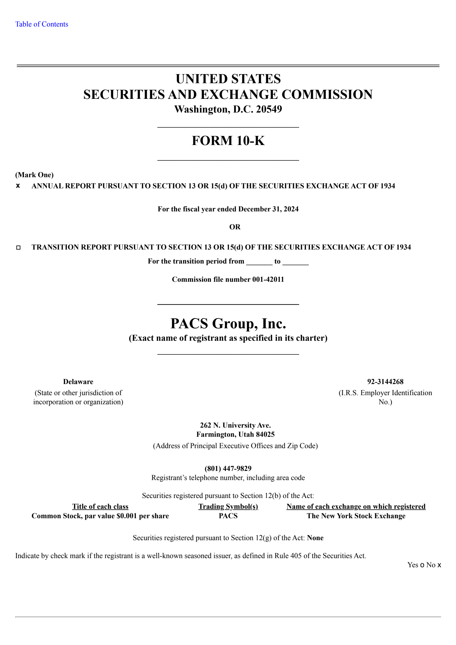 PACS Group's Q4 2024 Annual Report