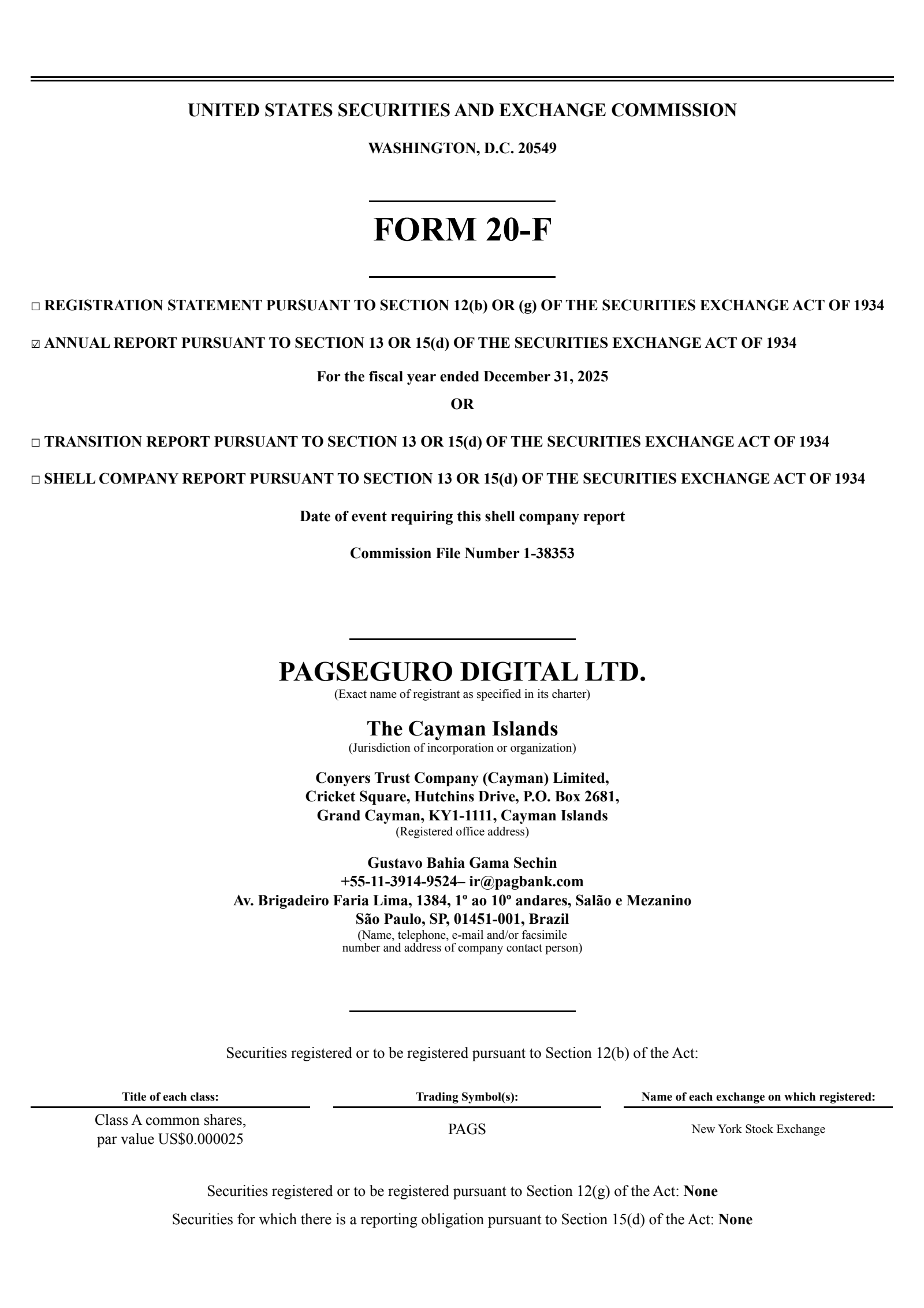 PagSeguro Digital's Q4 2025 Annual report
