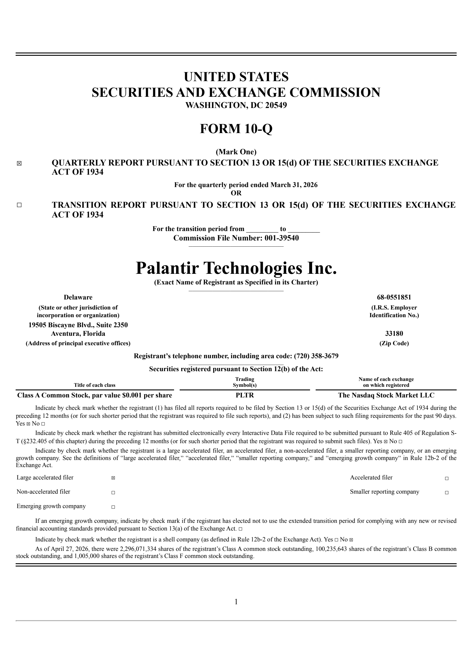 Palantir Technologies' Q1 2026 Quarterly report