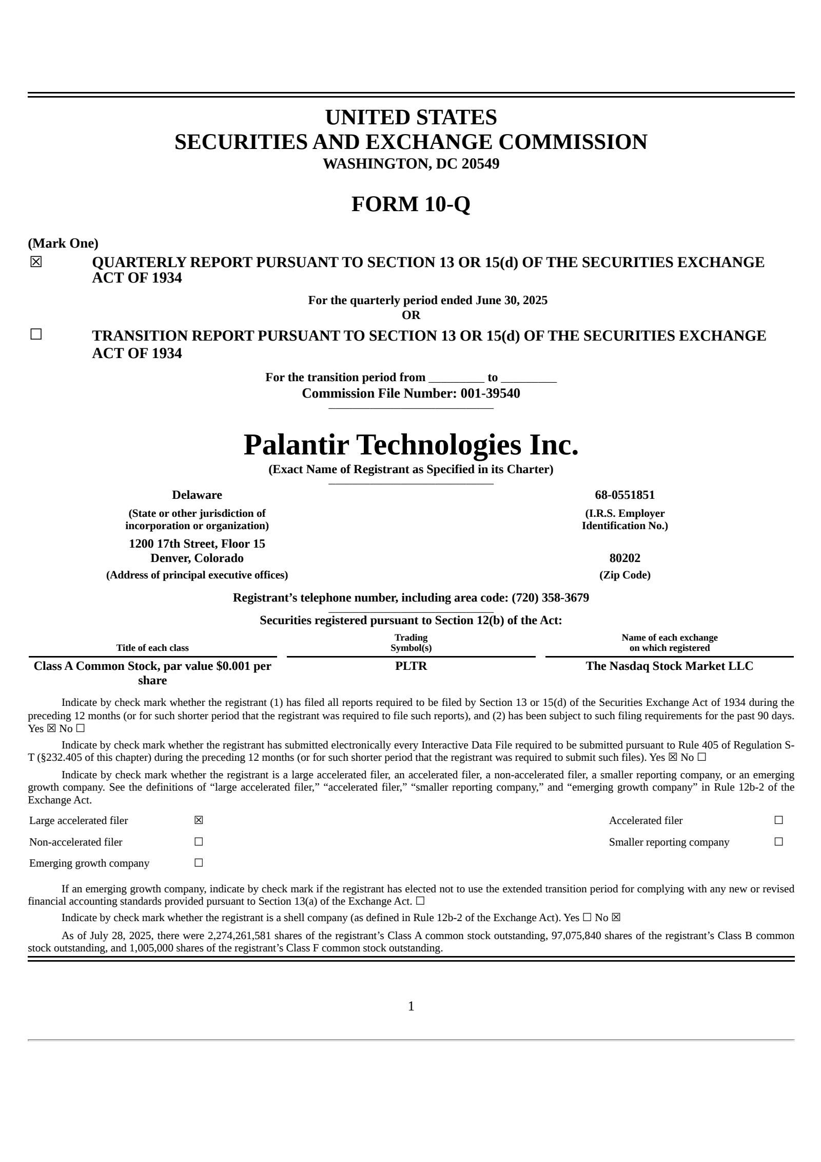 Palantir Technologies' Q2 2025 Quarterly report