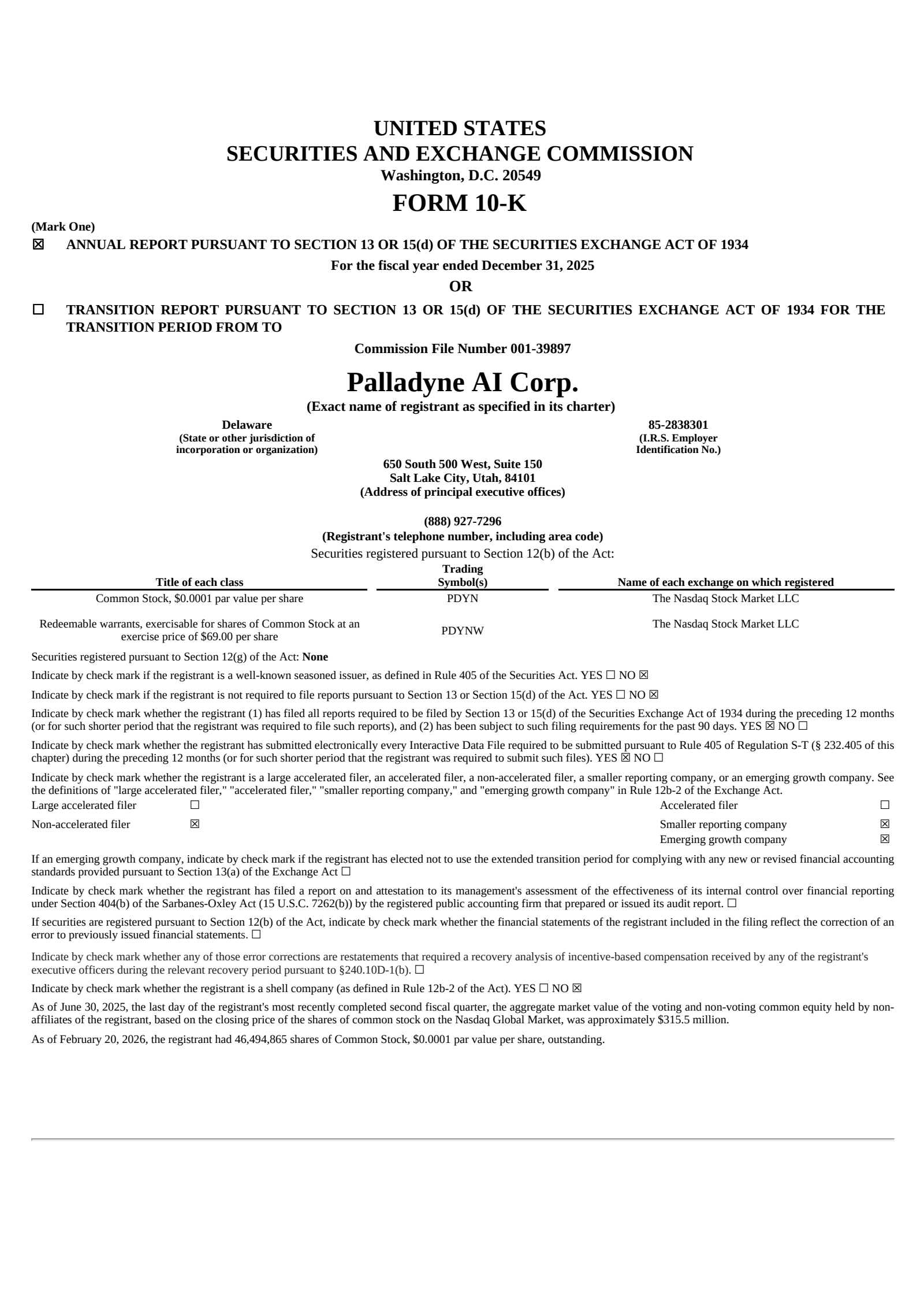 Palladyne AI's Q4 2025 Annual report