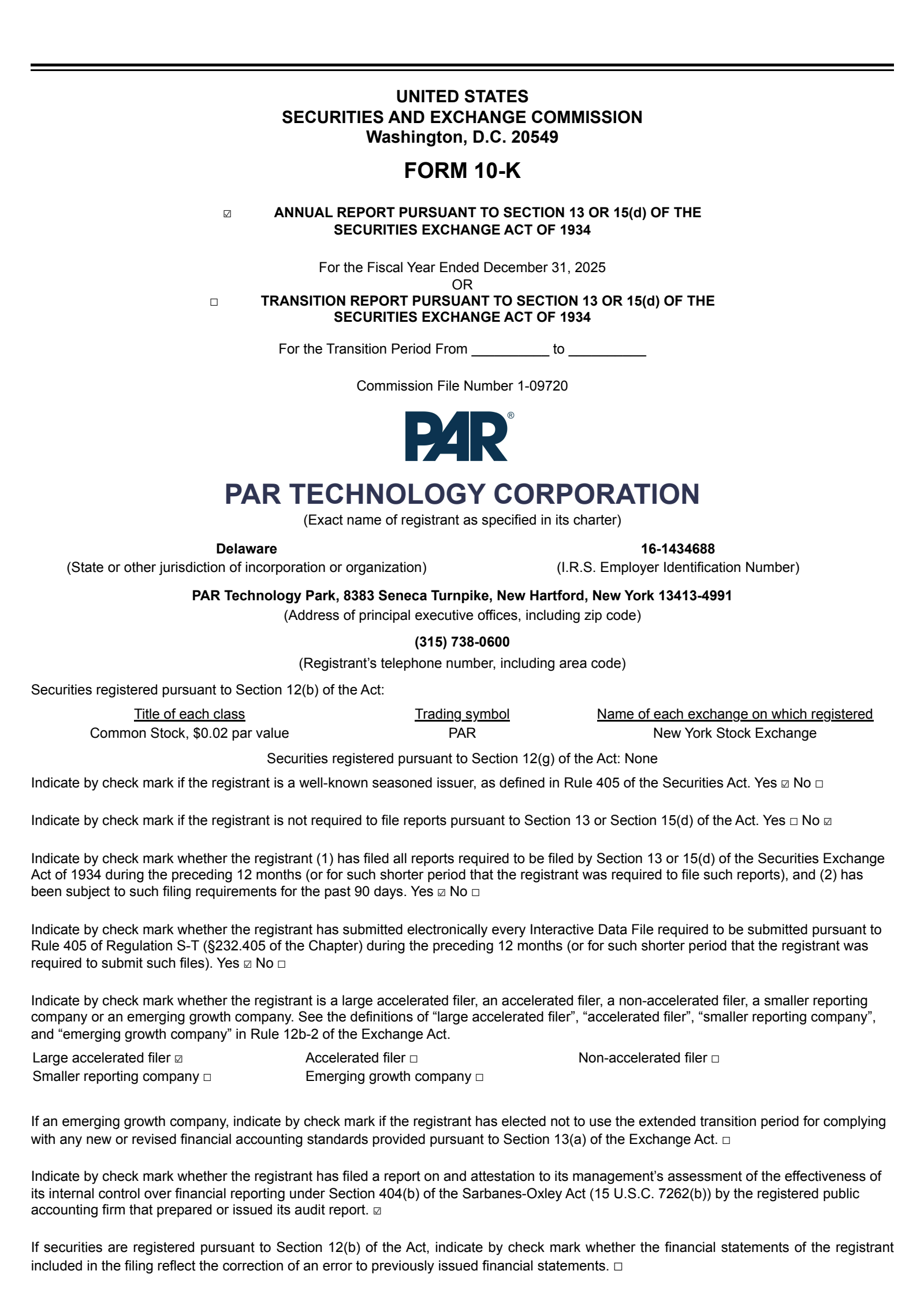 PAR Technology's Q4 2025 Annual report