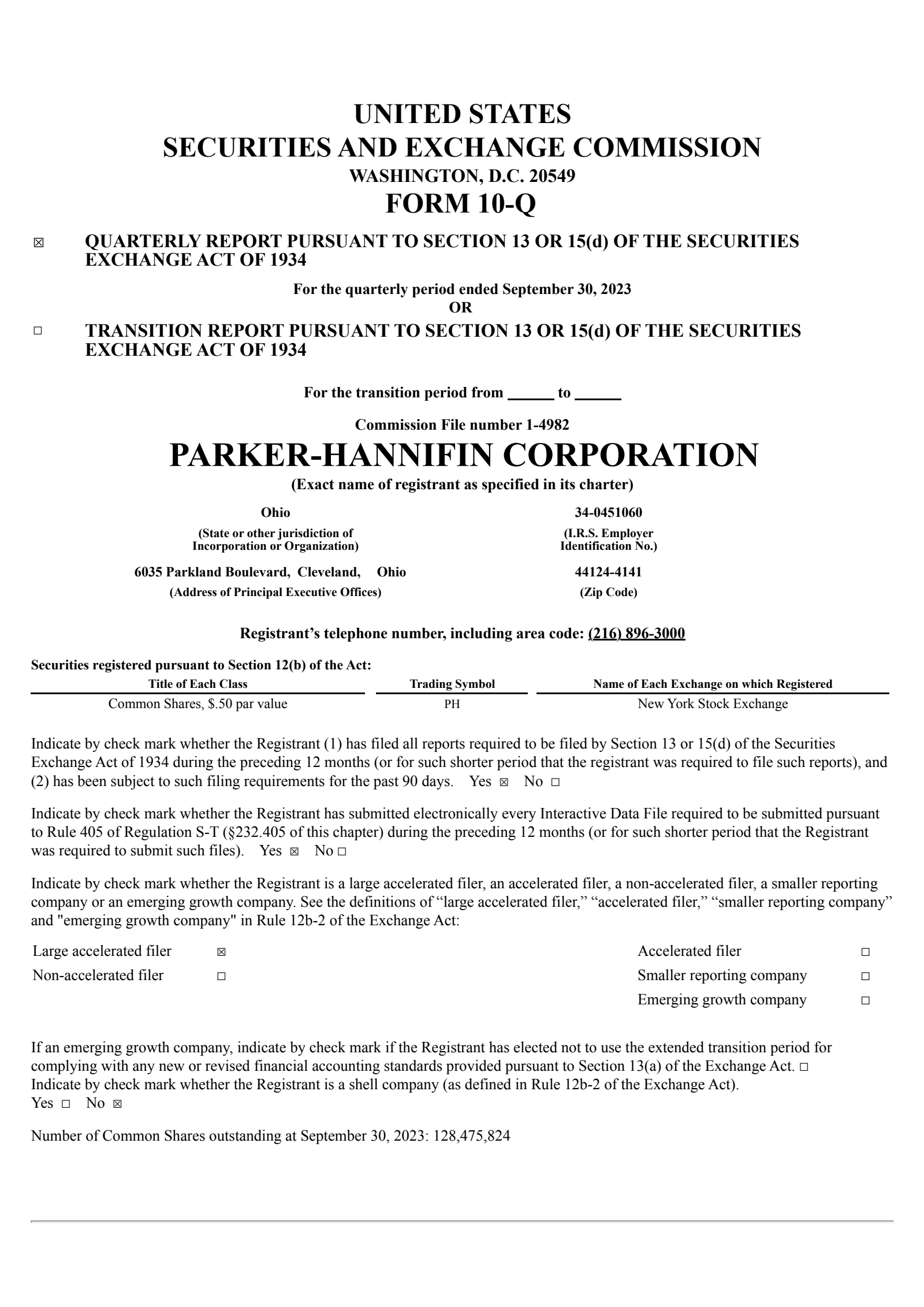 Parker-Hannifin's Q1 2024 Quarterly report