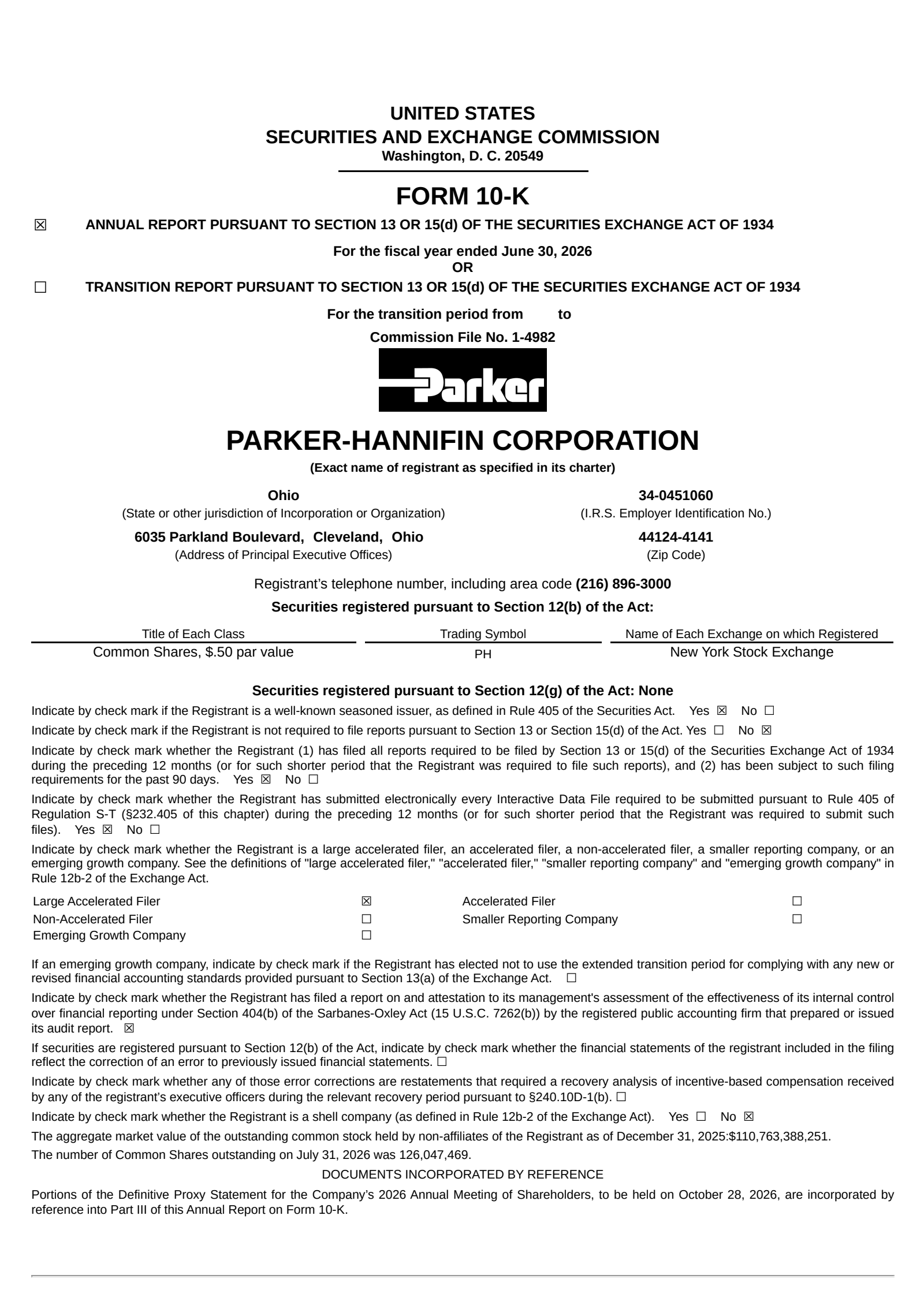 Parker-Hannifin's Q4 2026 Annual report
