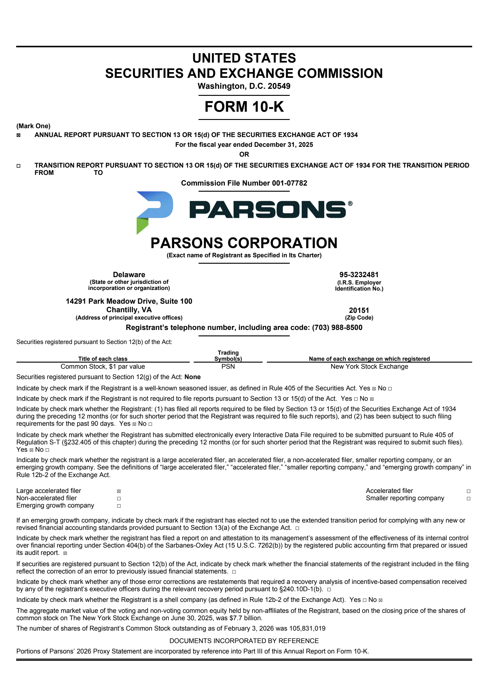 Parsons' Q4 2025 Annual report