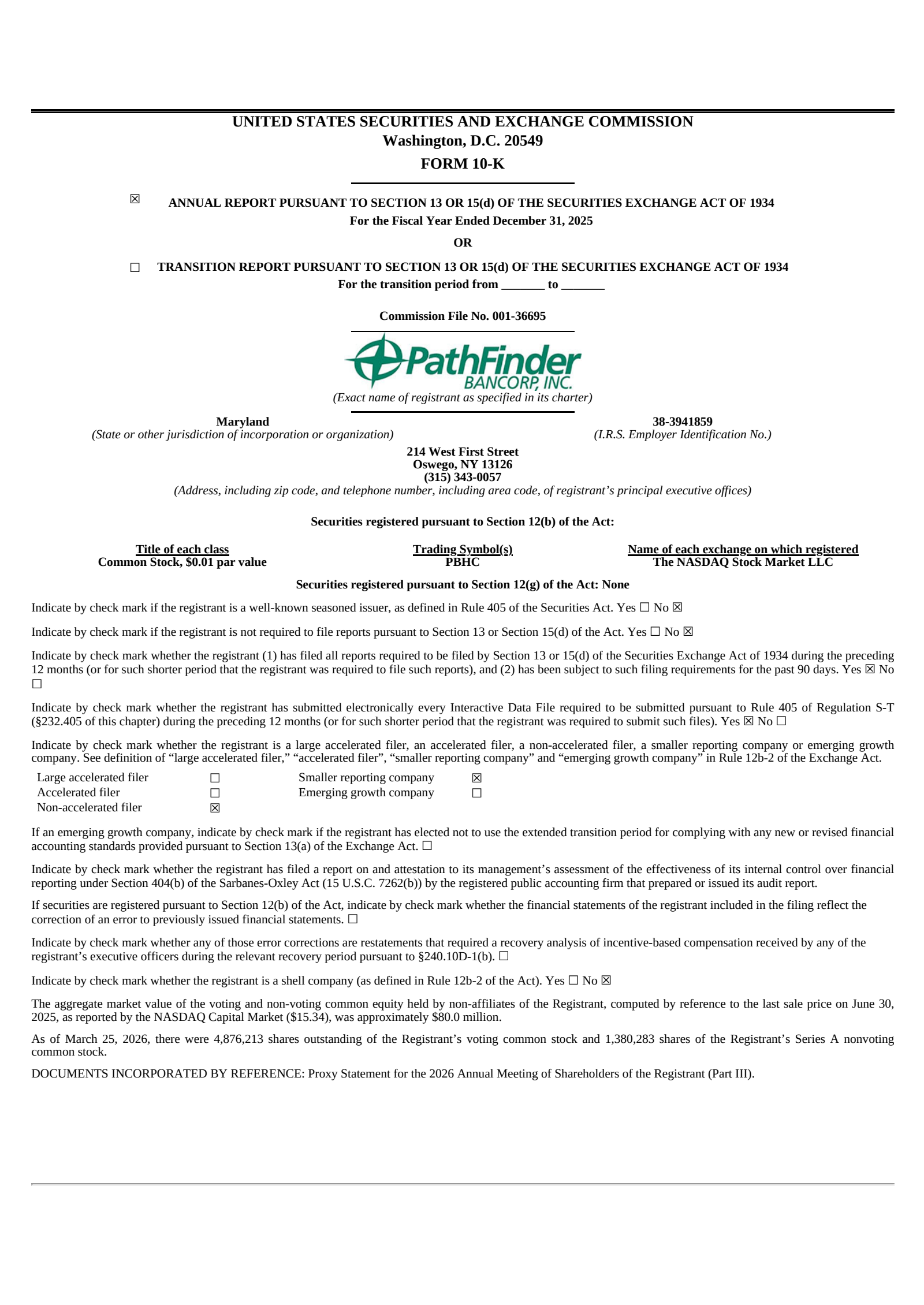 Pathfinder Bancorp's Q4 2025 Annual report