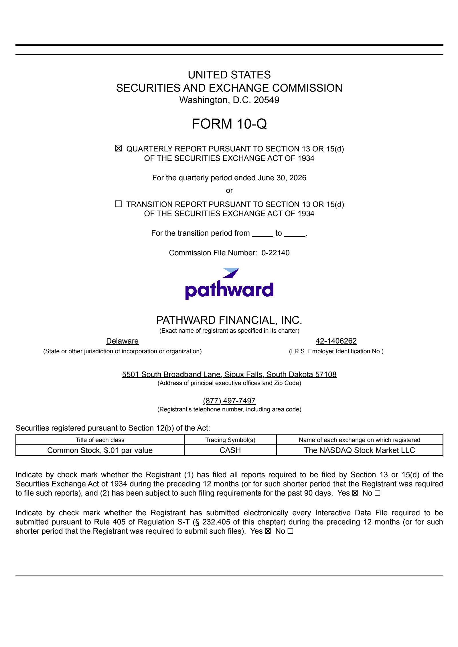 Pathward Financial's Q3 2026 Quarterly report
