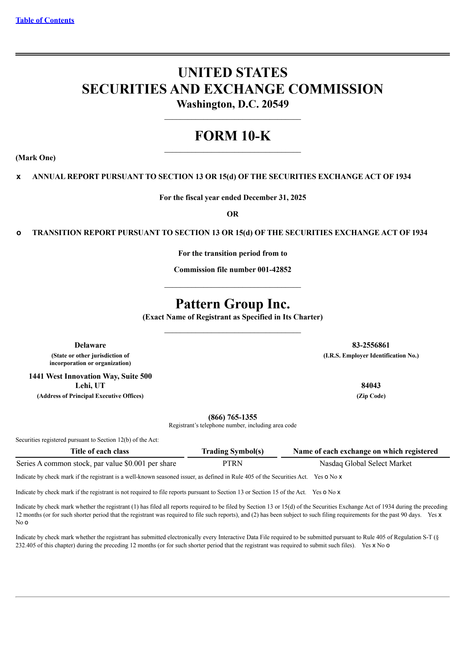 Pattern Group's Q4 2025 Annual report