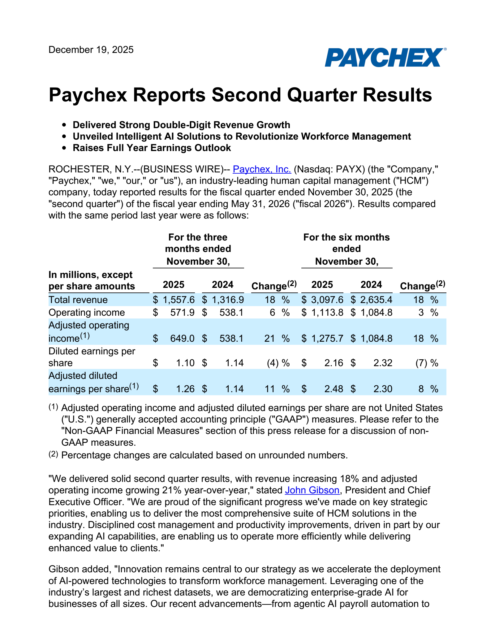 Paychex's Q2 2026 Earnings Release