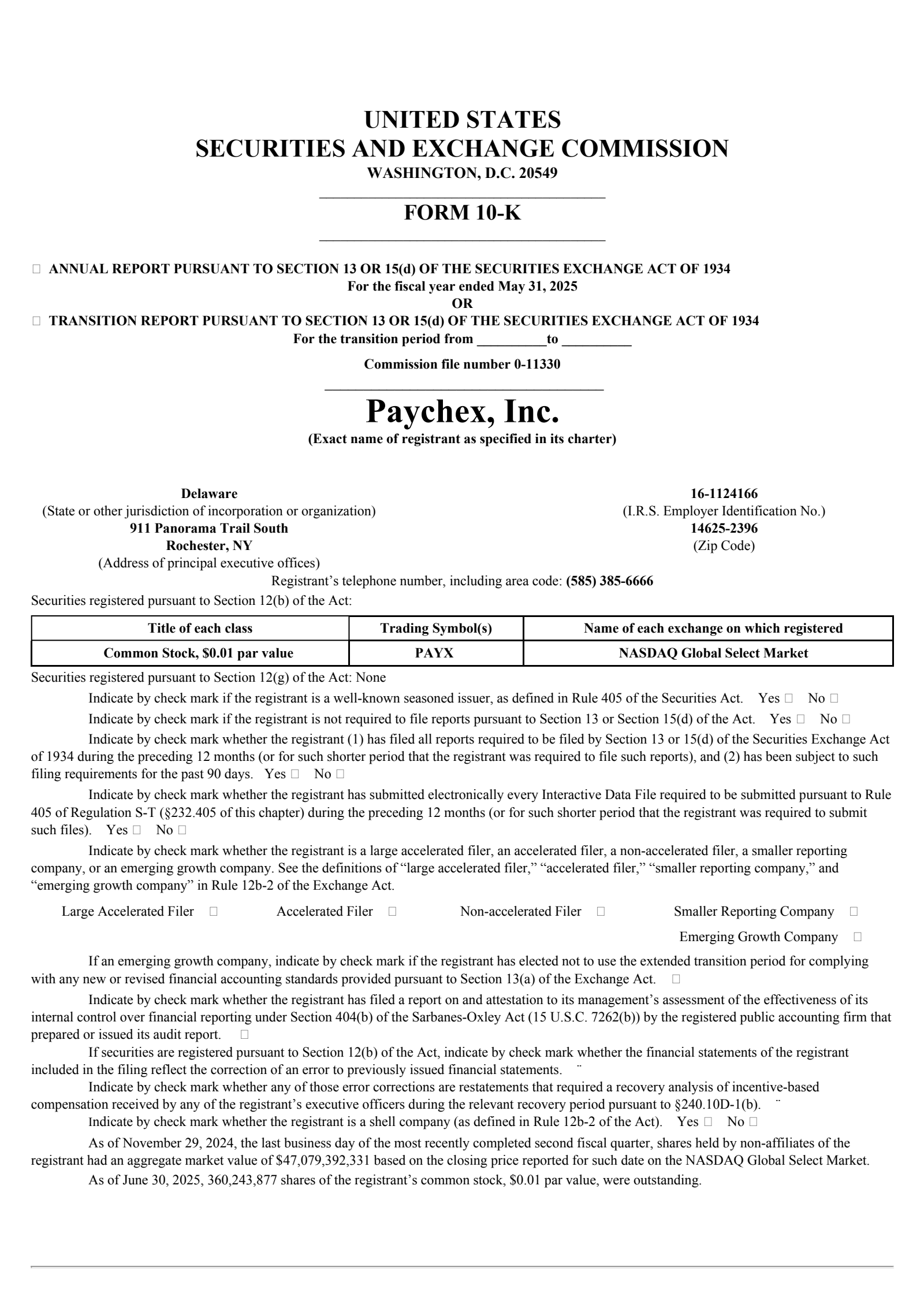 Paychex's Q4 2025 Annual report