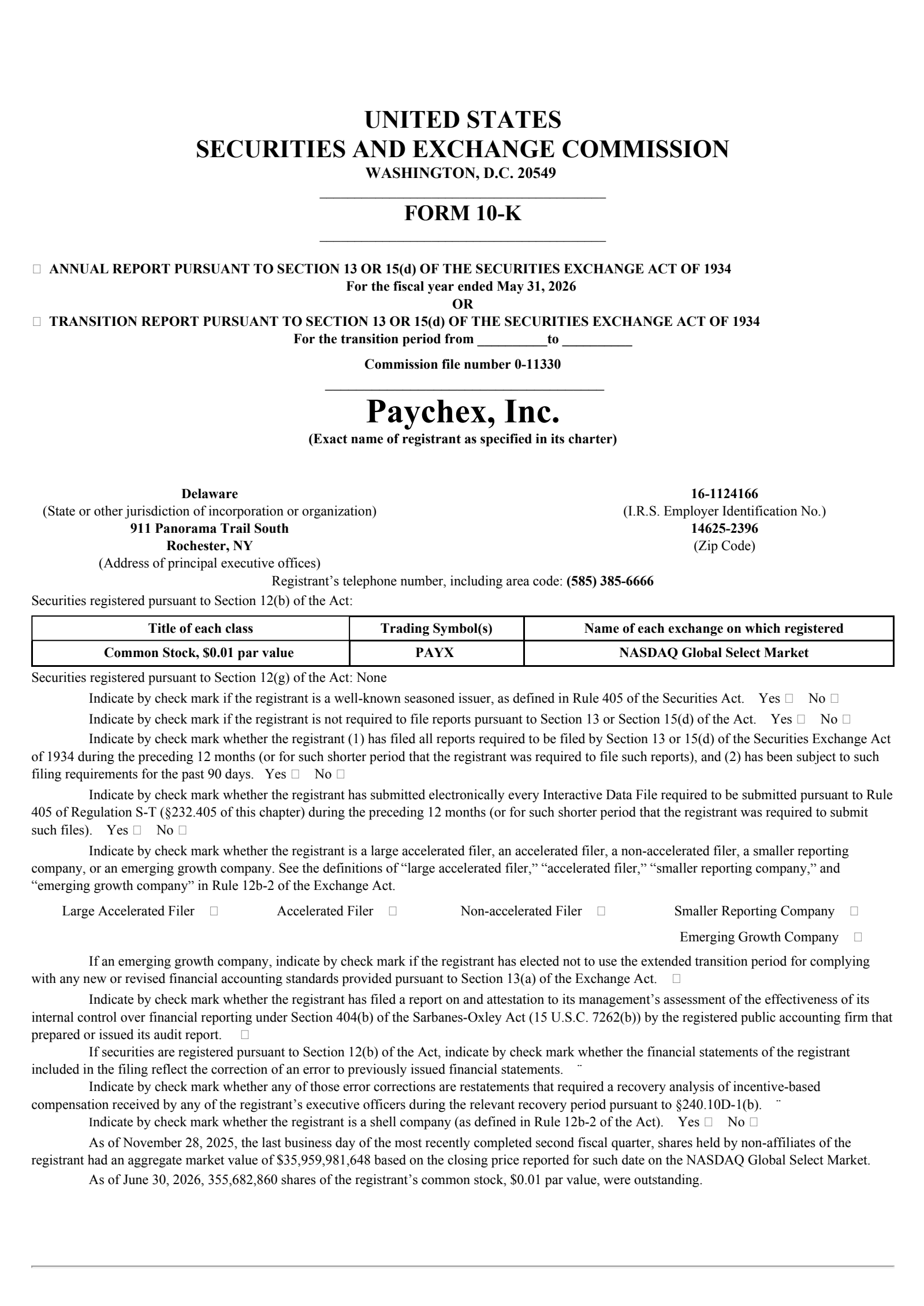 Paychex's Q4 2026 Annual report