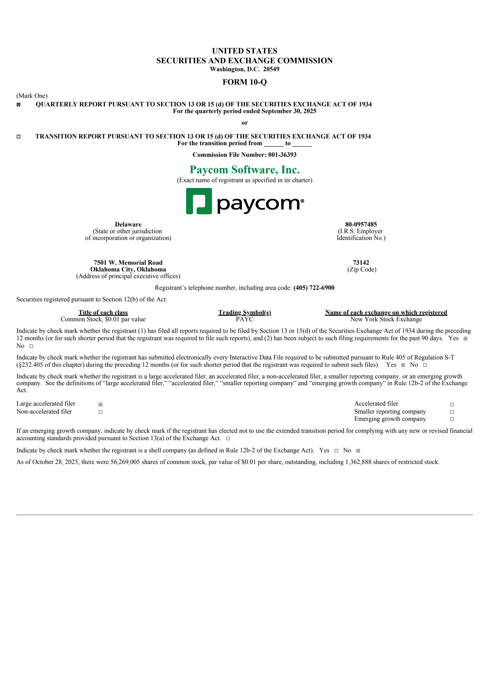 Paycom Software's Q3 2025 Quarterly Report