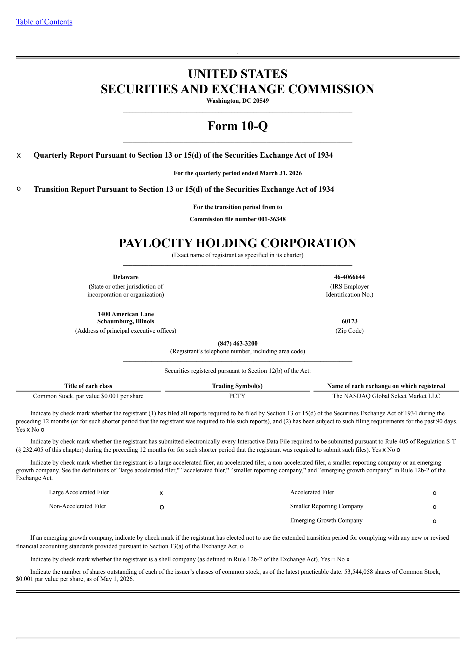 Paylocity's Q3 2026 Quarterly report
