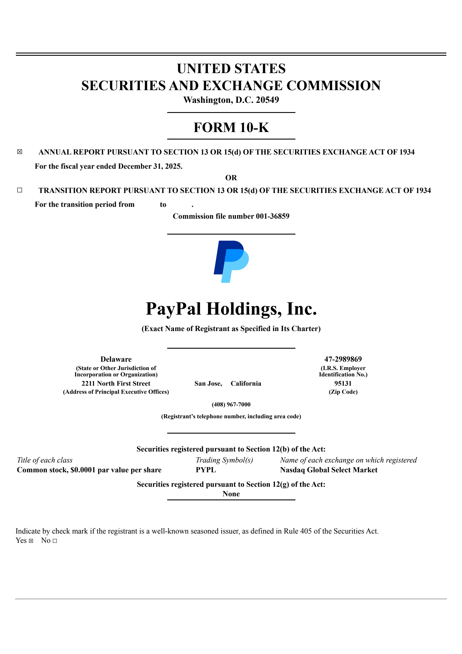 PayPal's Q4 2025 Annual report