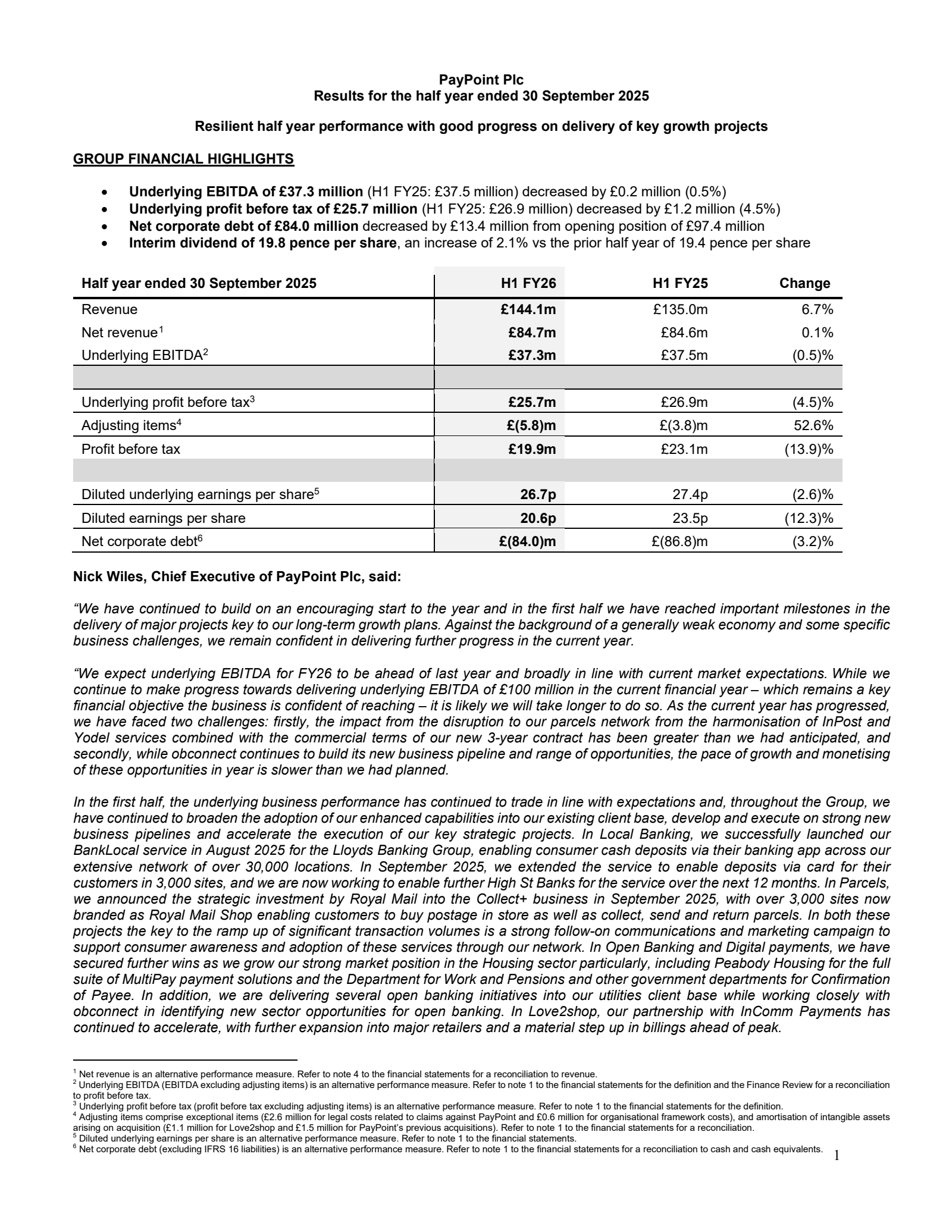 PayPoint's H1 2026 Interim Report