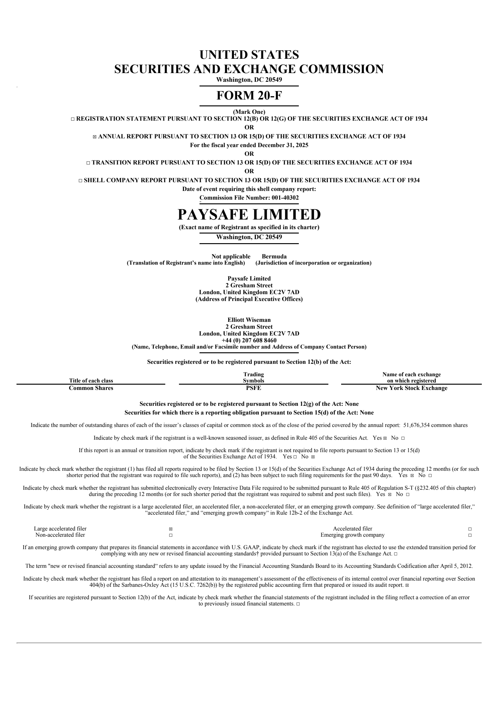 Paysafe's Q4 2025 Annual report