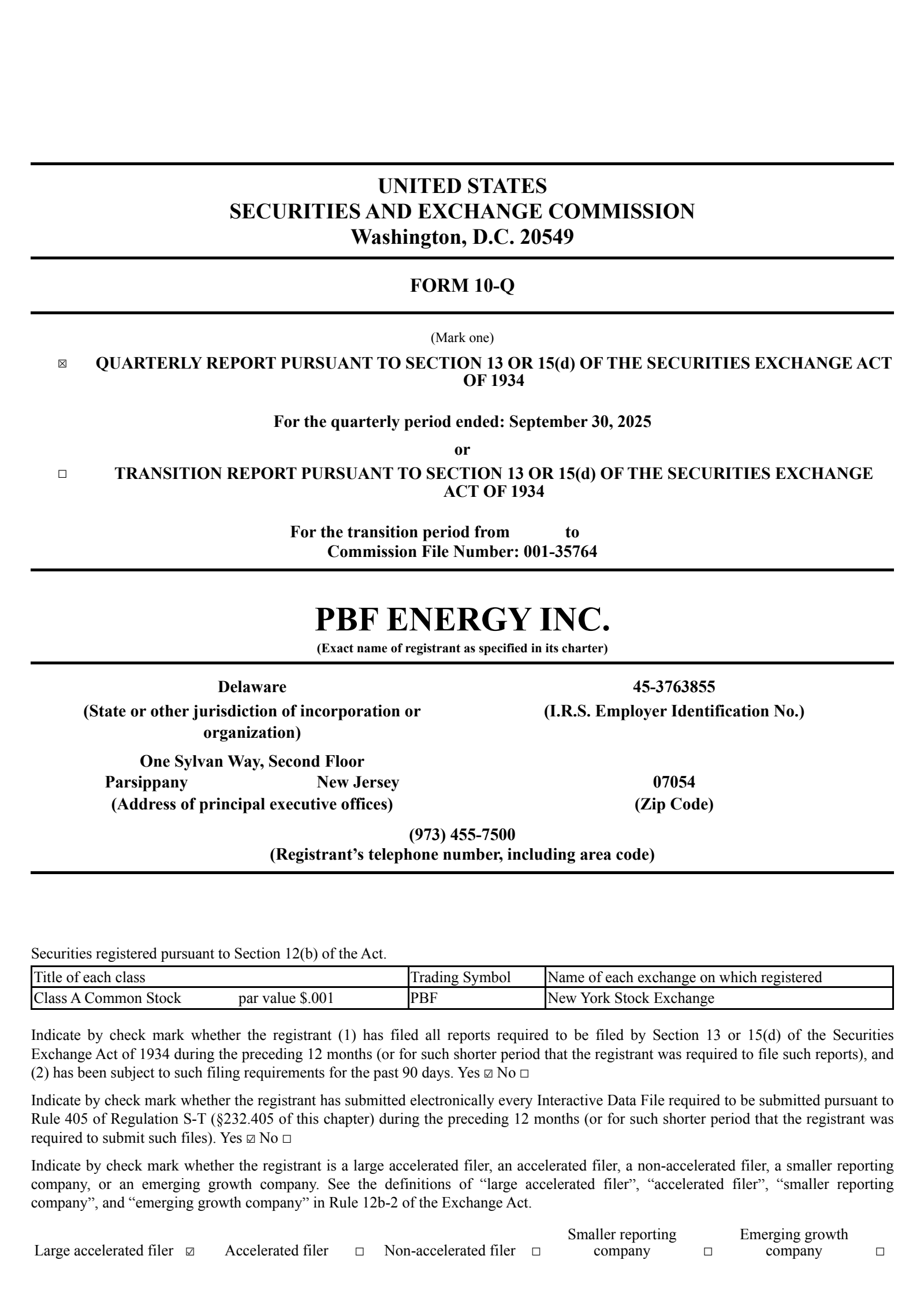 PBF Energy's Q3 2025 Quarterly Report