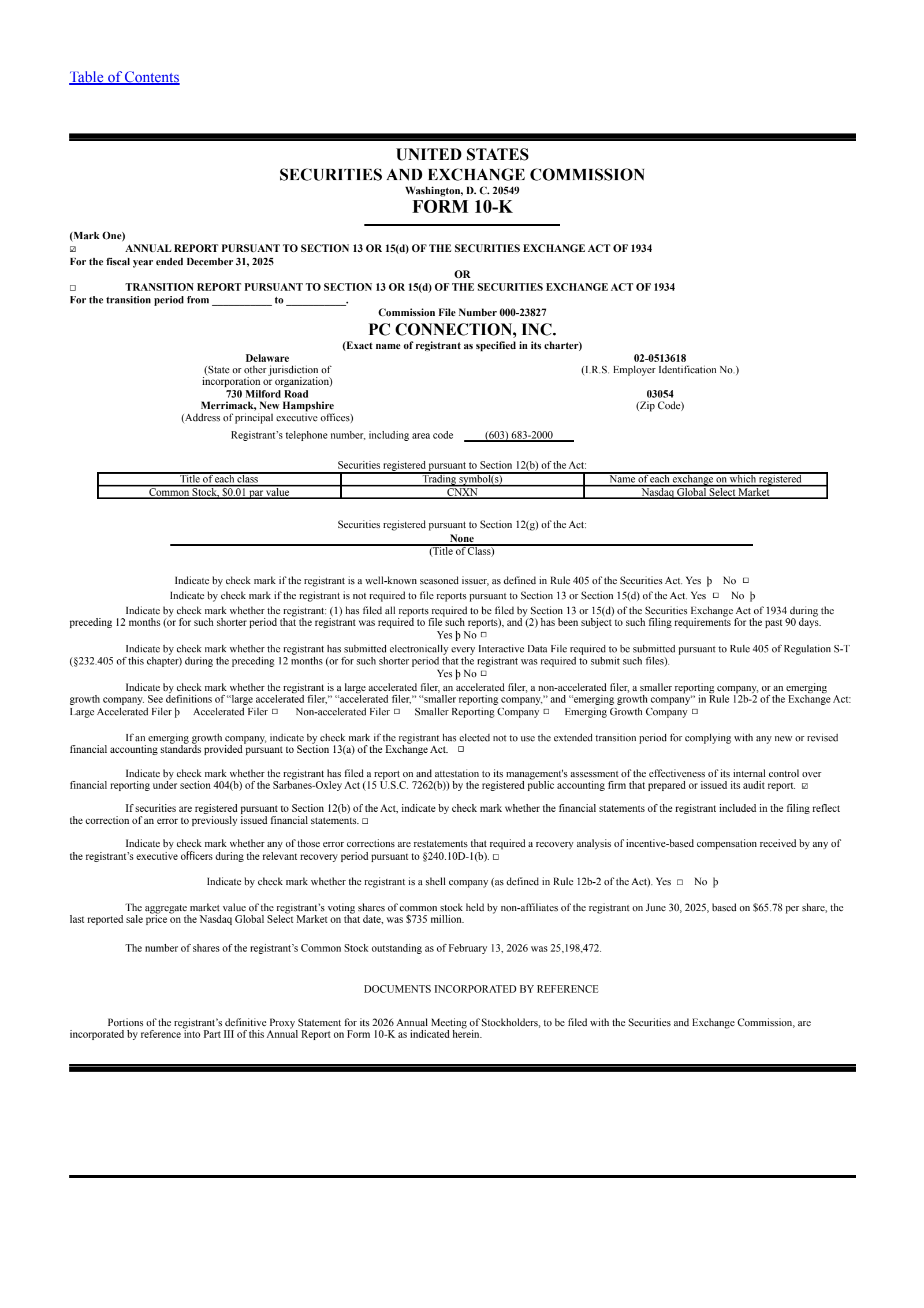 PC Connection's Q4 2025 Annual report