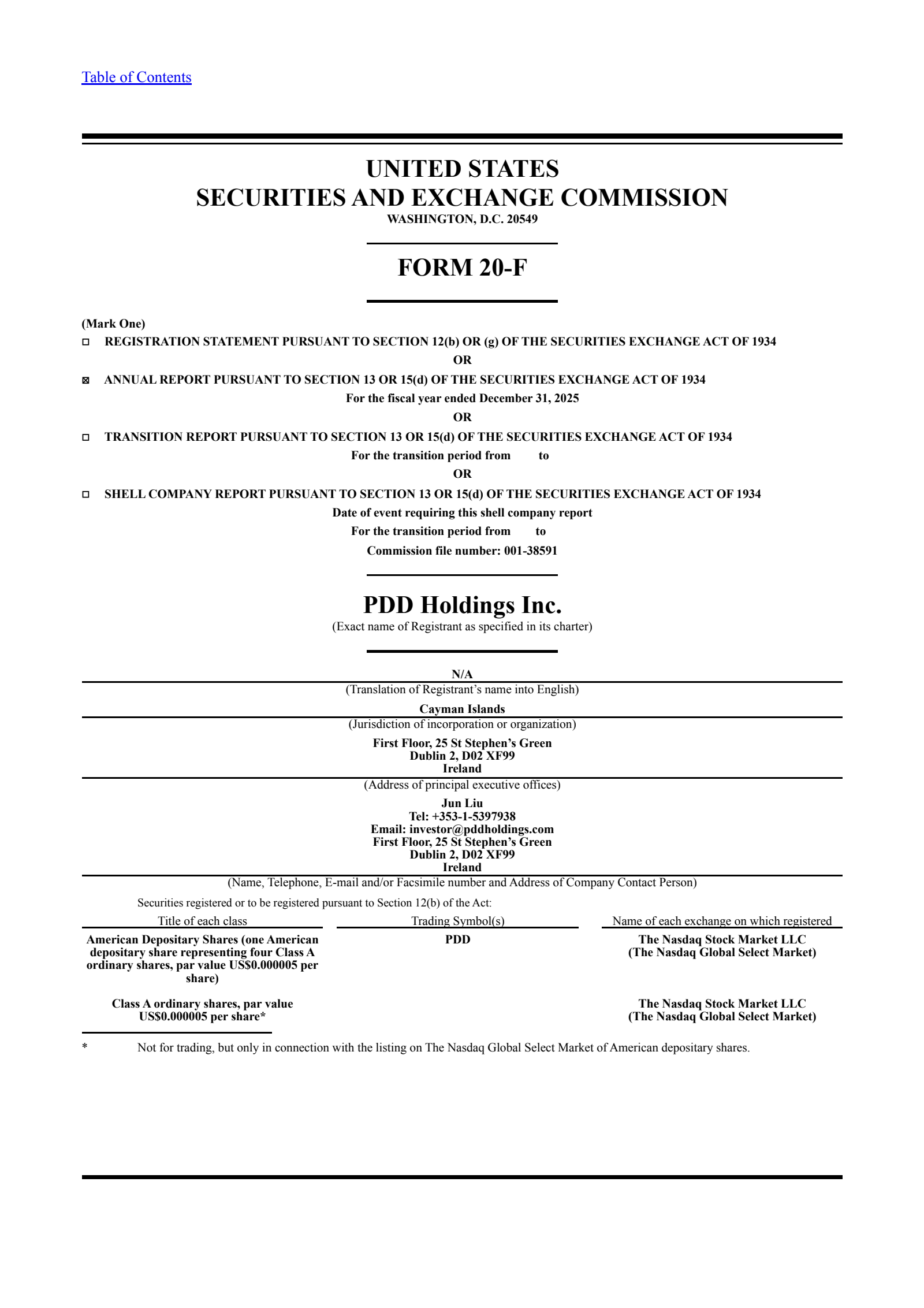 PDD's Q4 2025 Annual report