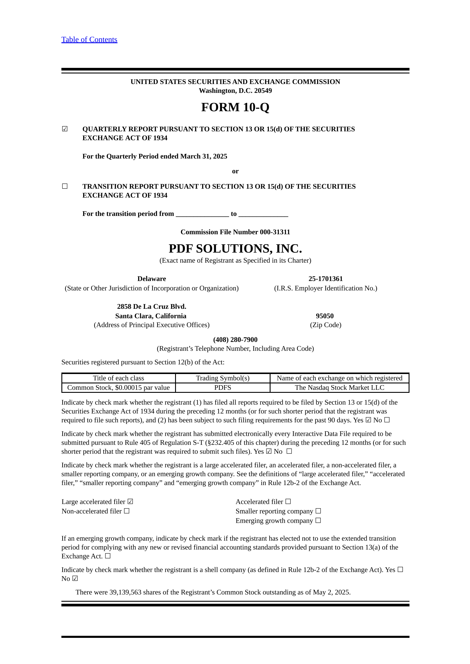 PDF Solutions' Q1 2025 Quarterly report
