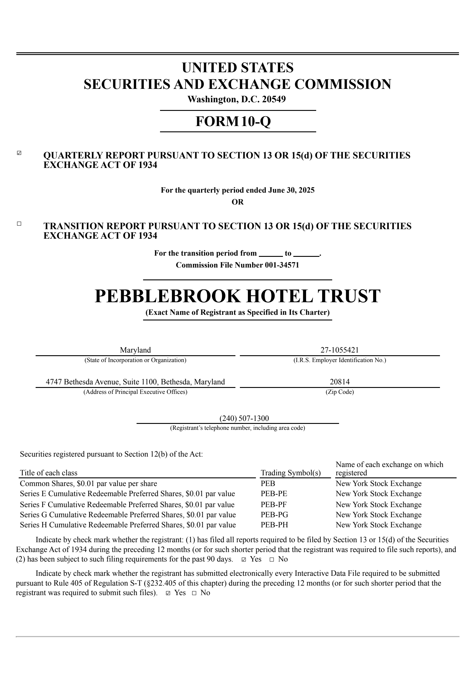 Pebblebrook Hotel Trust's Q2 2025 Quarterly report