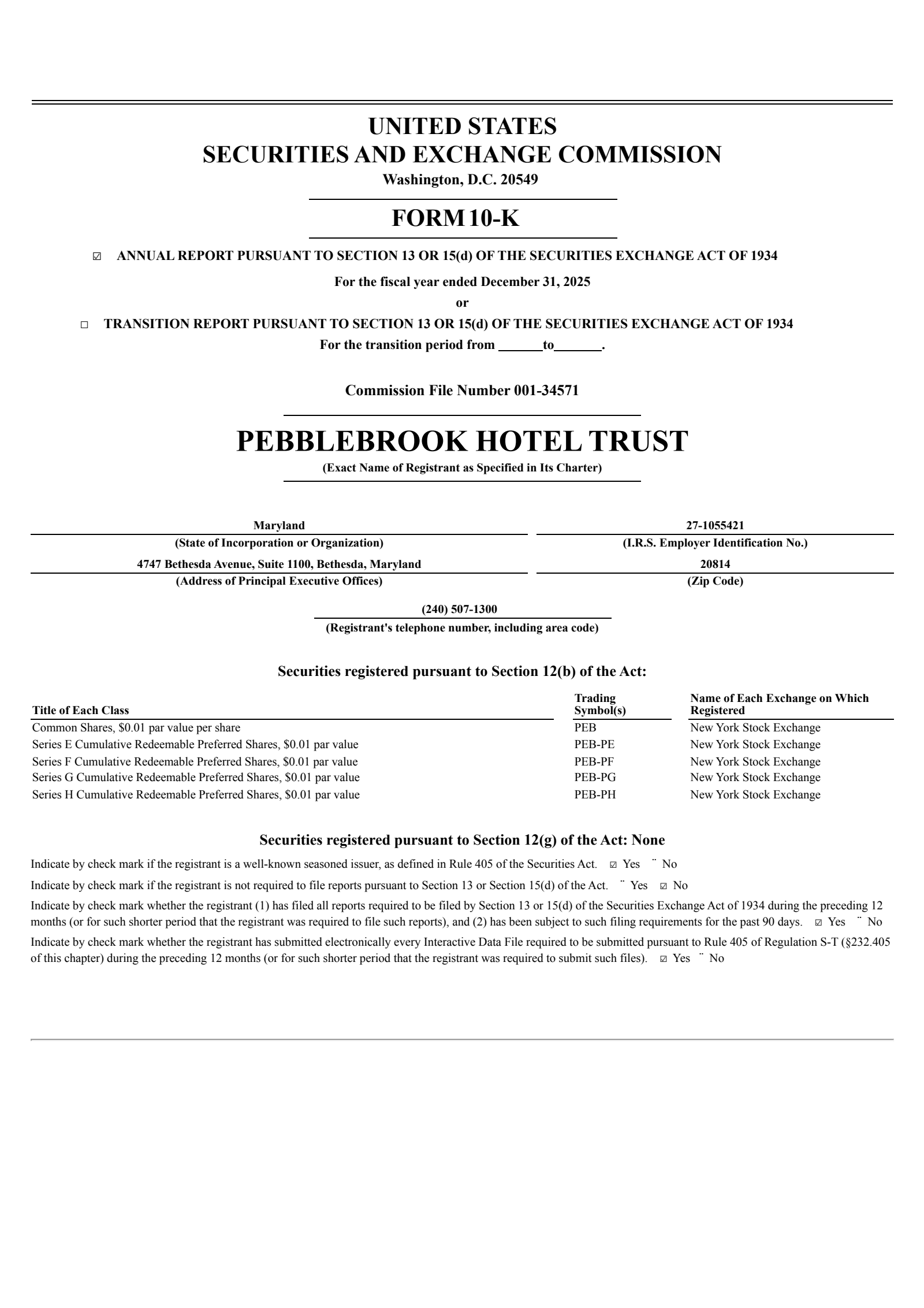 Pebblebrook Hotel Trust's Q4 2025 Annual report