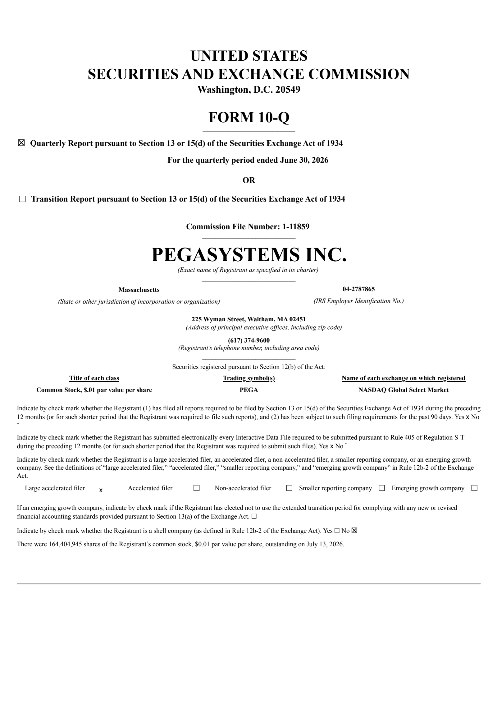 Pegasystems' Q2 2026 Quarterly report