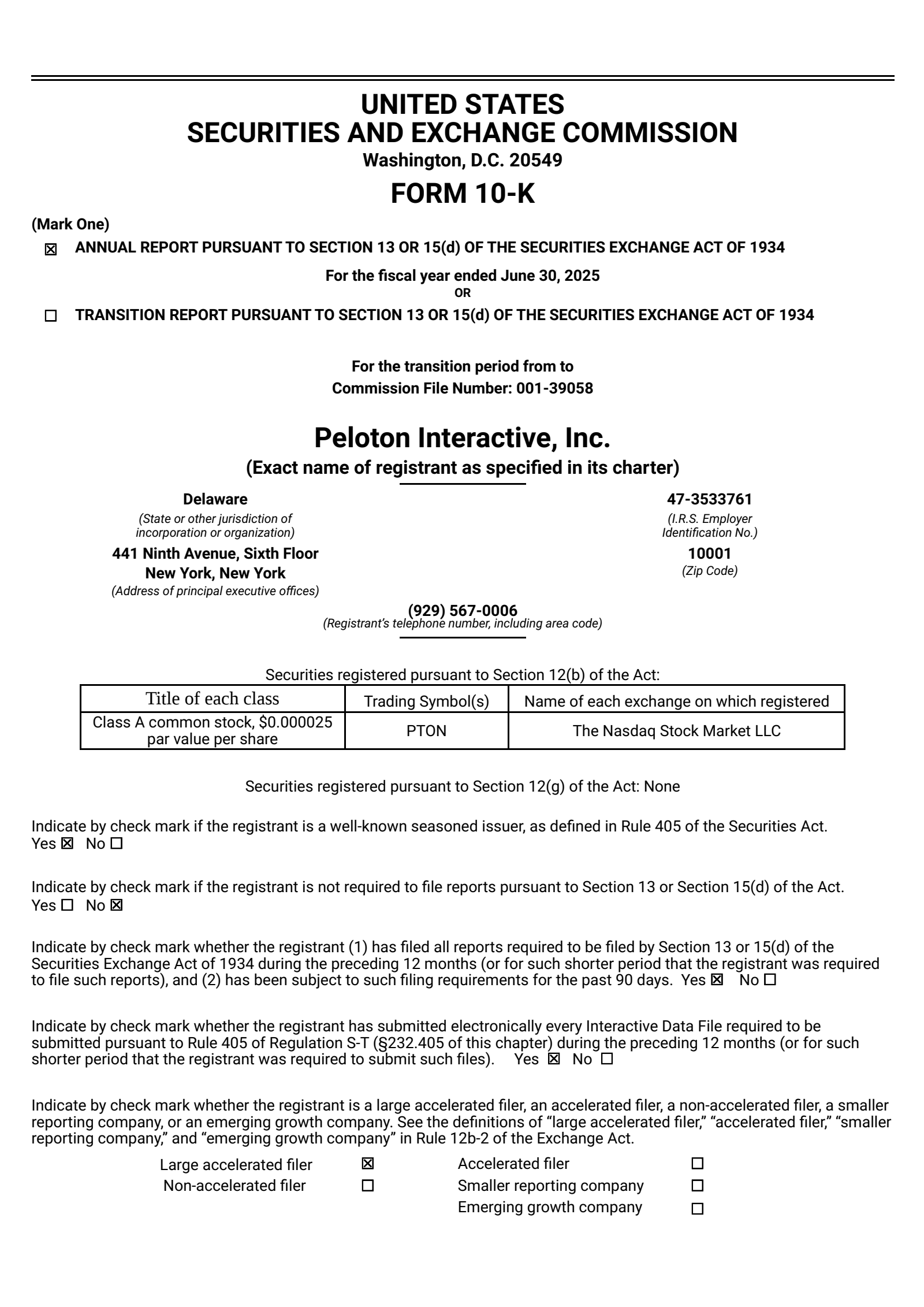 Peloton Interactive's Q4 2025 Annual report