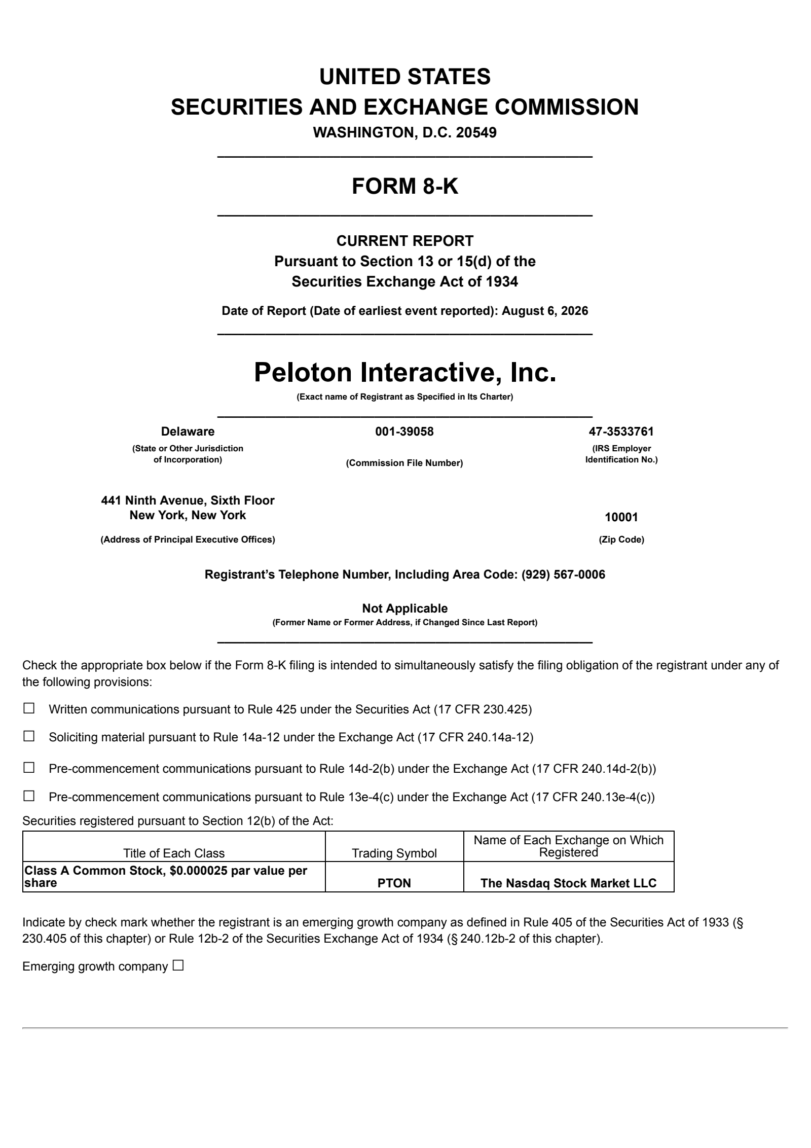 Peloton Interactive's Q4 2026 Press Release