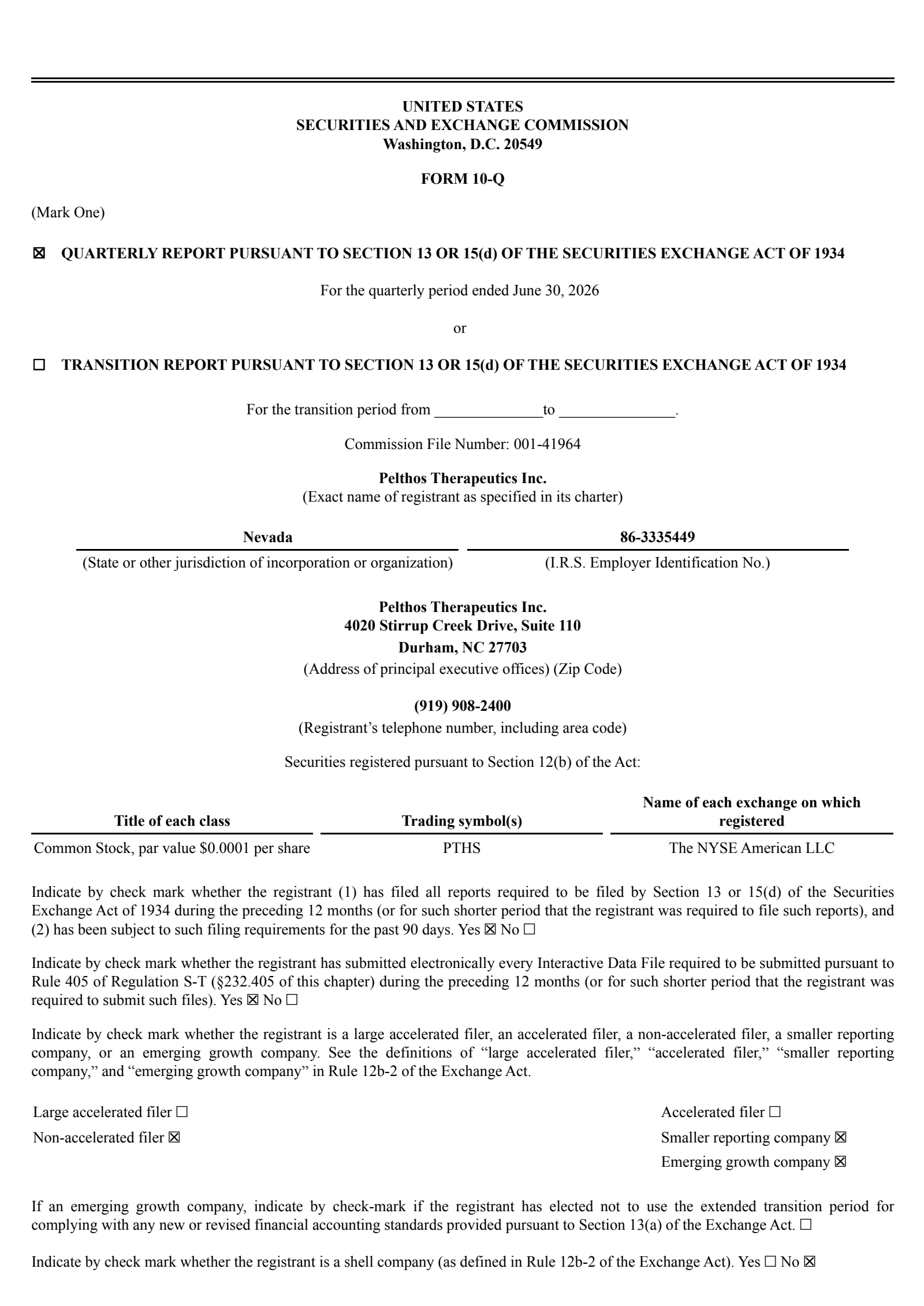 Pelthos Therapeutics' Q2 2026 Quarterly report