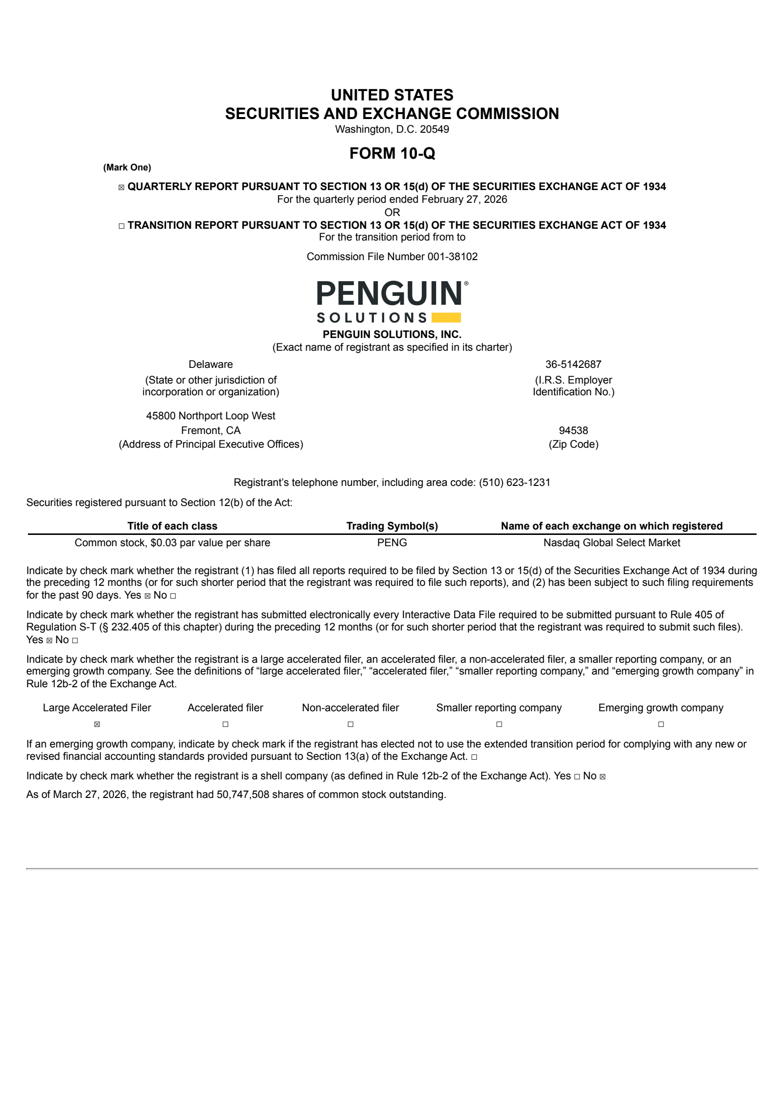 Penguin Solutions' Q2 2026 Quarterly report