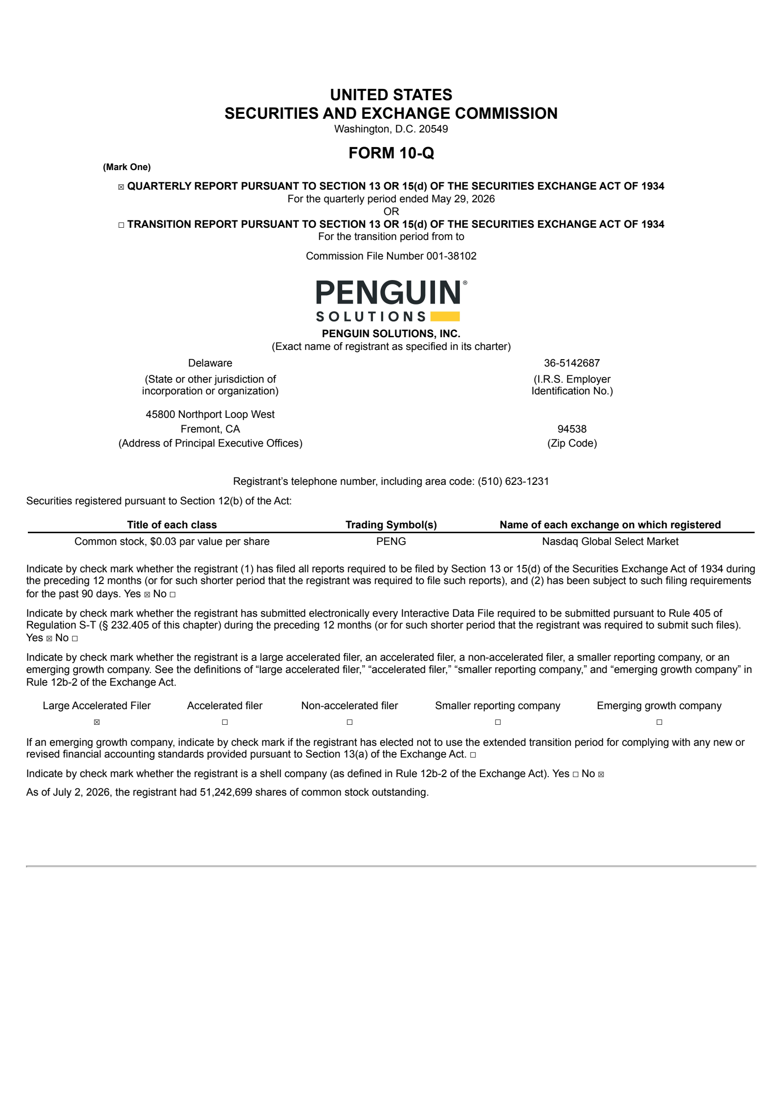 Penguin Solutions' Q3 2026 Quarterly report