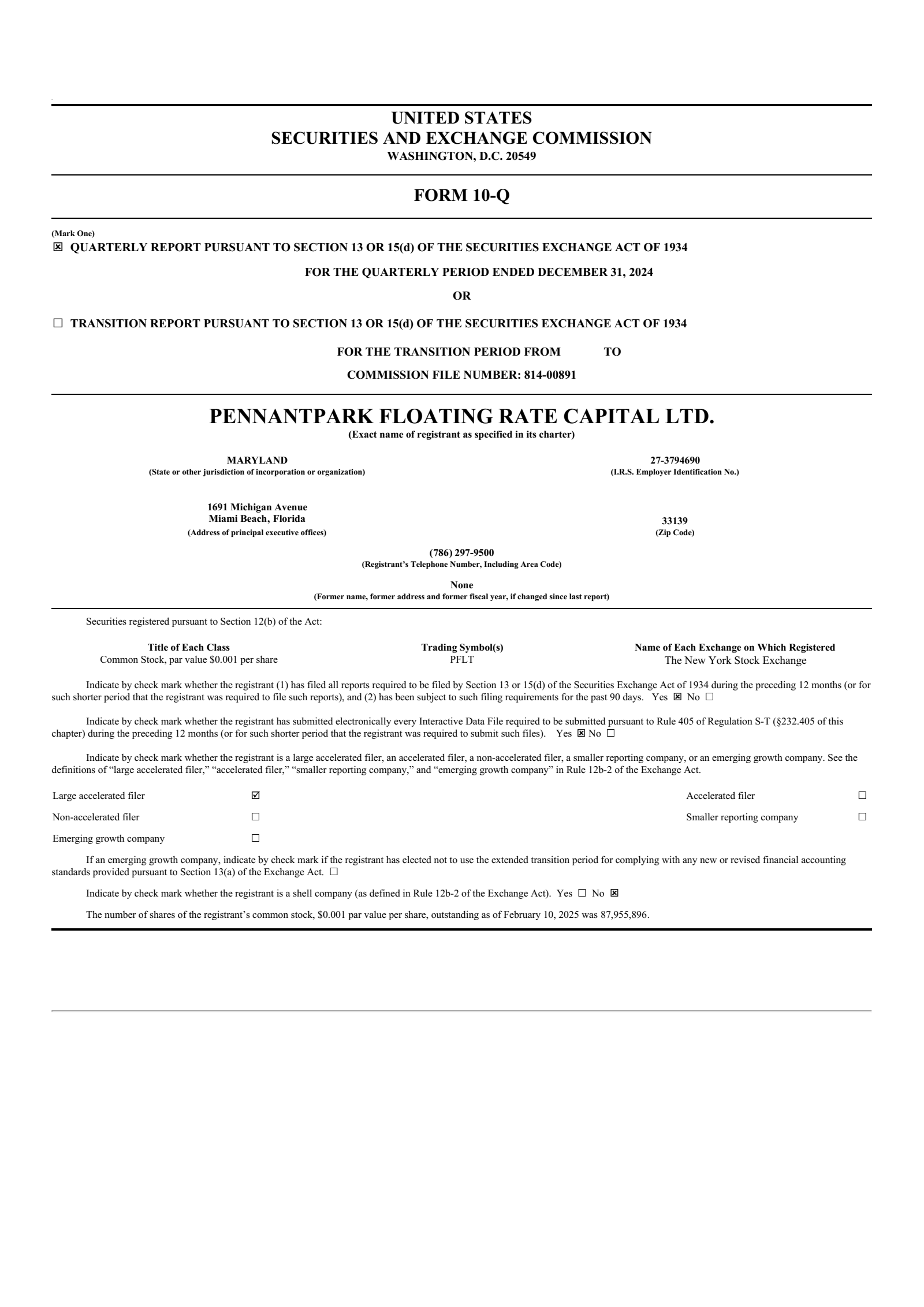 PennantPark Floating Rate Capital's Q1 2025 Quarterly report