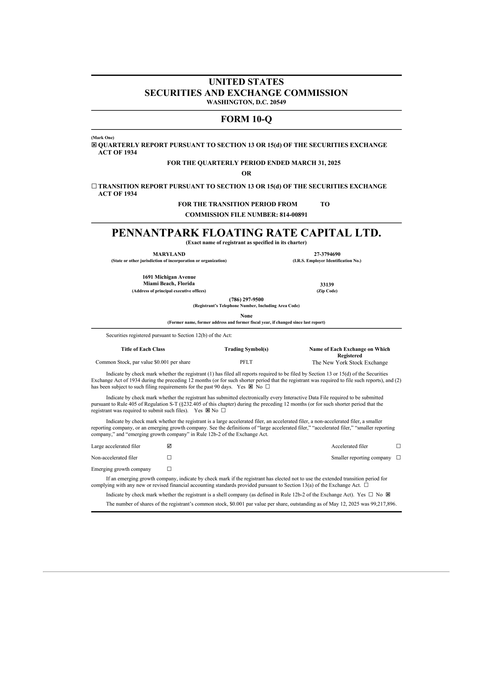 PennantPark Floating Rate Capital's Q2 2025 Quarterly report