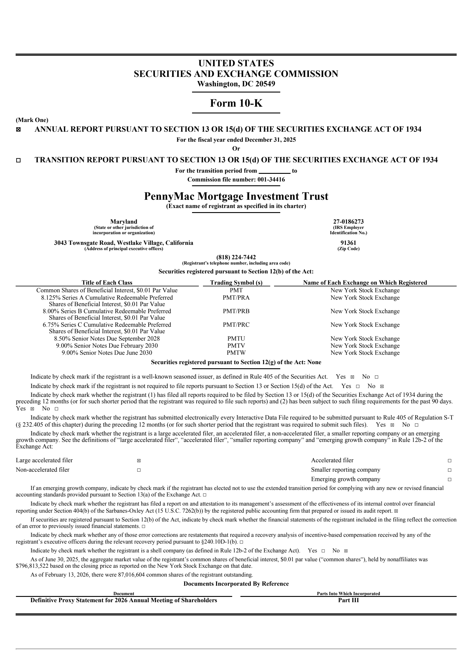 PennyMac Mortgage Investment Trust's Q4 2025 Annual report
