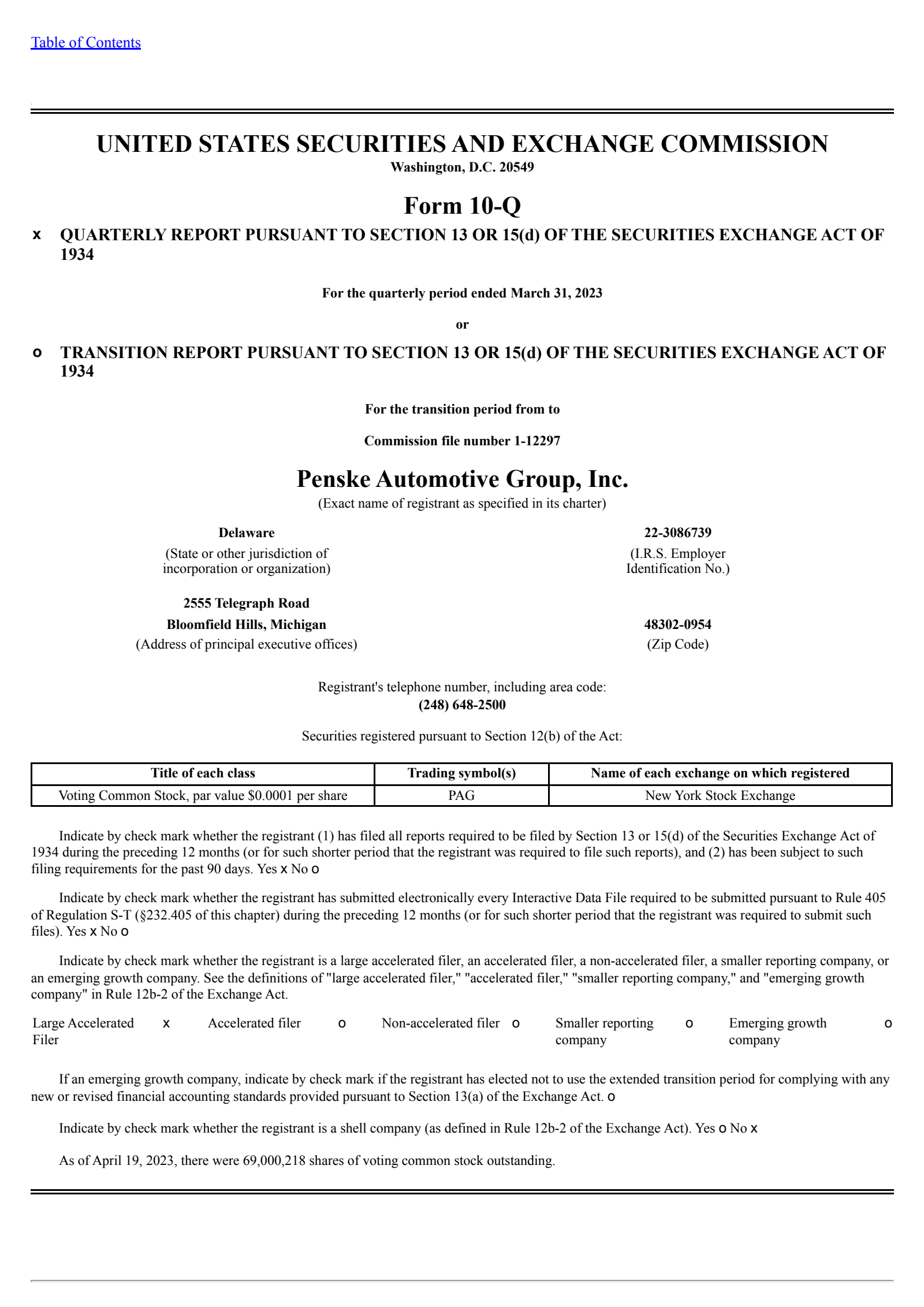Penske Automotive Group's Q1 2023 Quarterly report