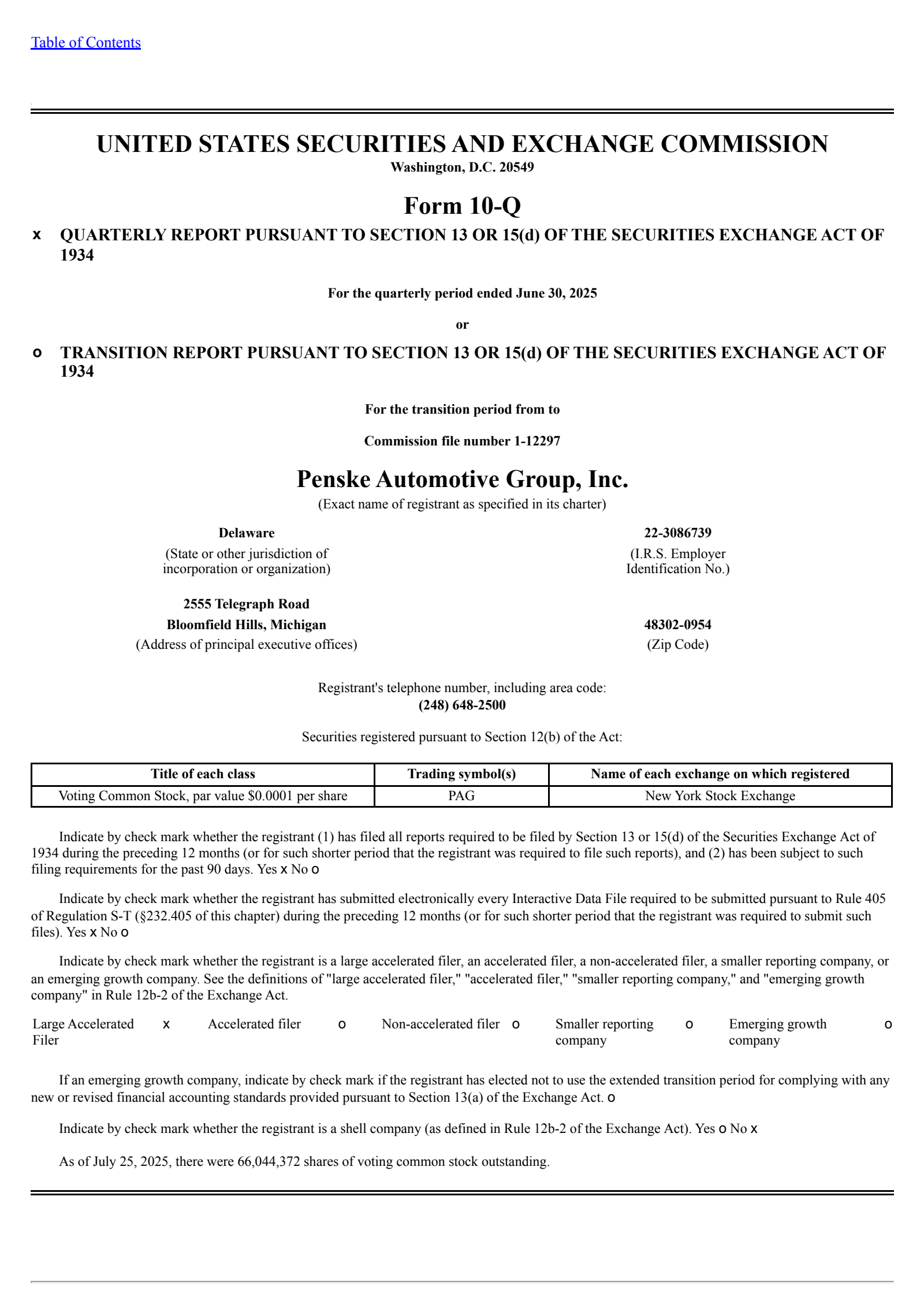 Penske Automotive Group's Q2 2025 Quarterly report