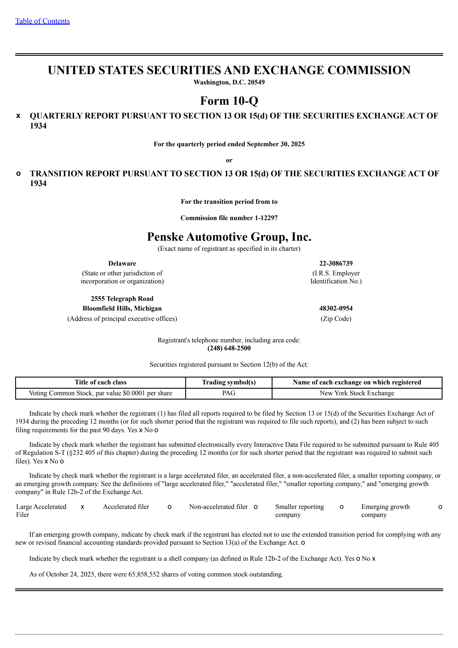 Penske Automotive Group's Q3 2025 Quarterly Report