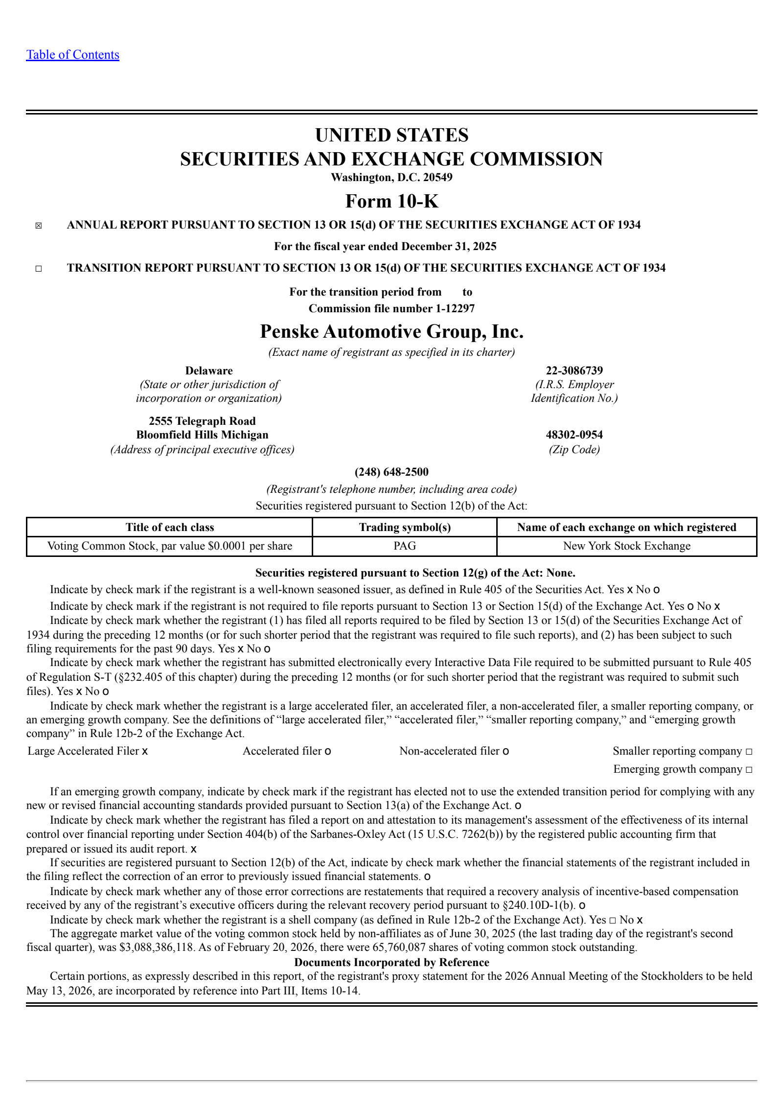 Penske Automotive Group's Q4 2025 Annual report